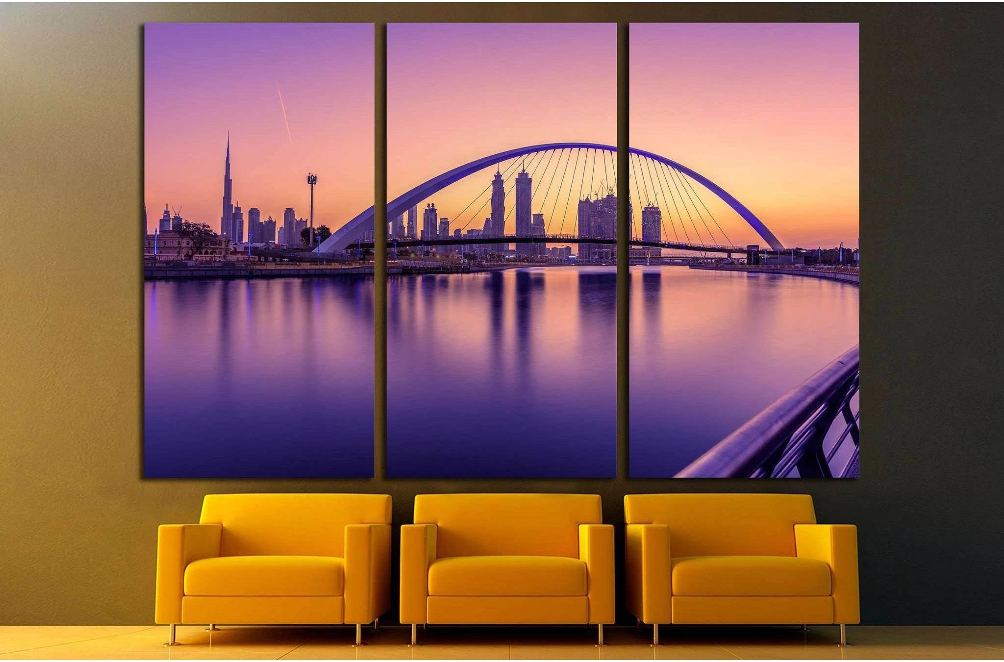Sunrise in Dubai Canal №1259 Ready to Hang Canvas Print - Zellart Canvas Prints ALL_Products, s-1259
