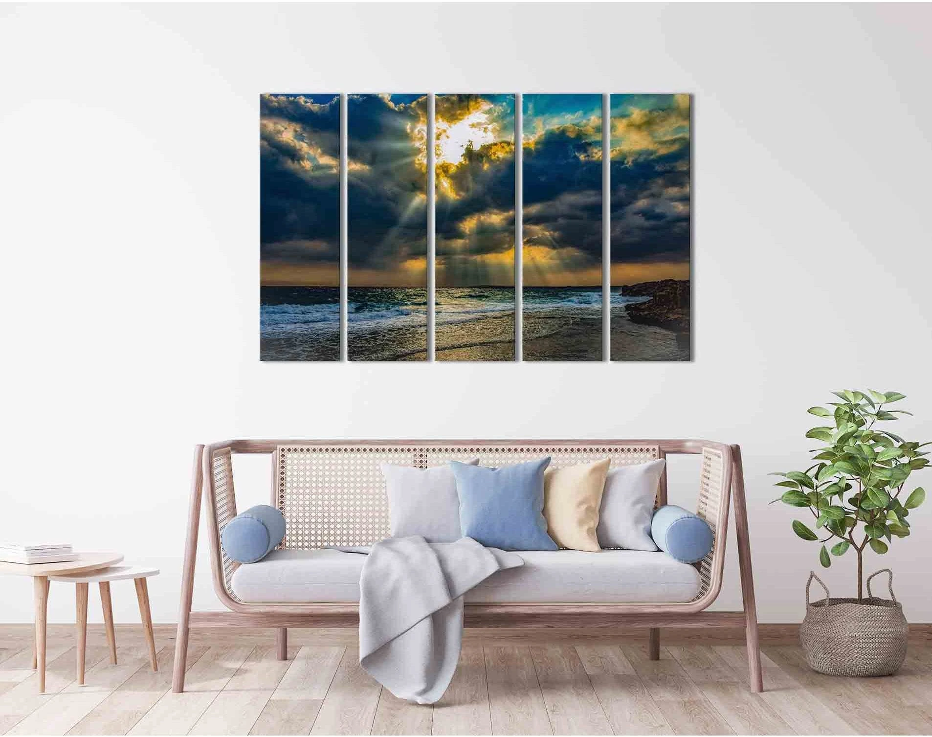 Sunrise over the sea №D1228 Ready to Hang Canvas Print - Zellart Canvas Prints 0new, ALL_Products, Sunrise & sunset wall art