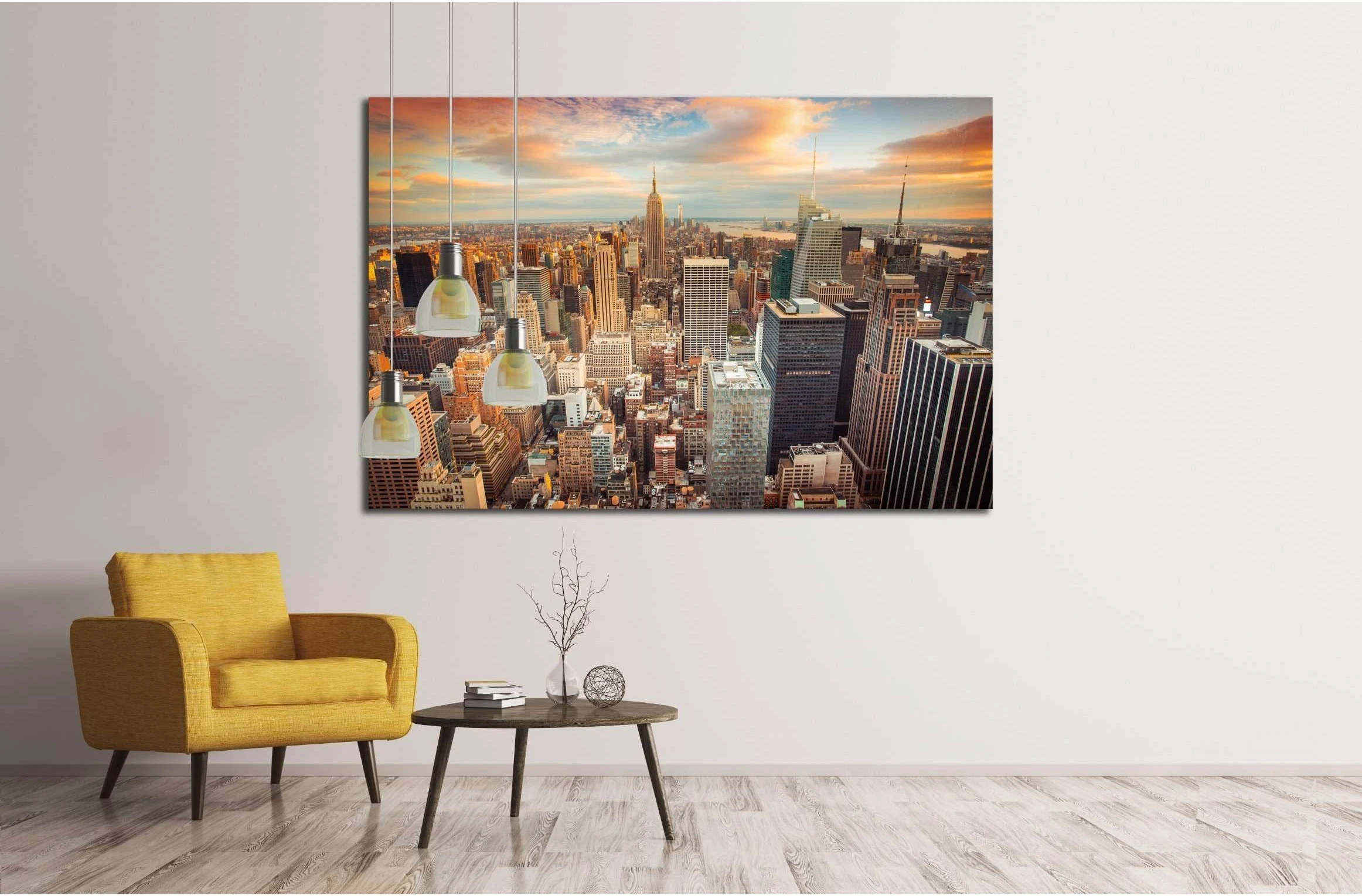 Sunset aerial view of New York City looking over midtown Manhattan №2649 Ready to Hang Canvas Print - Zellart Canvas Prints 0_NY_ART, ALL_Products, s-2649
