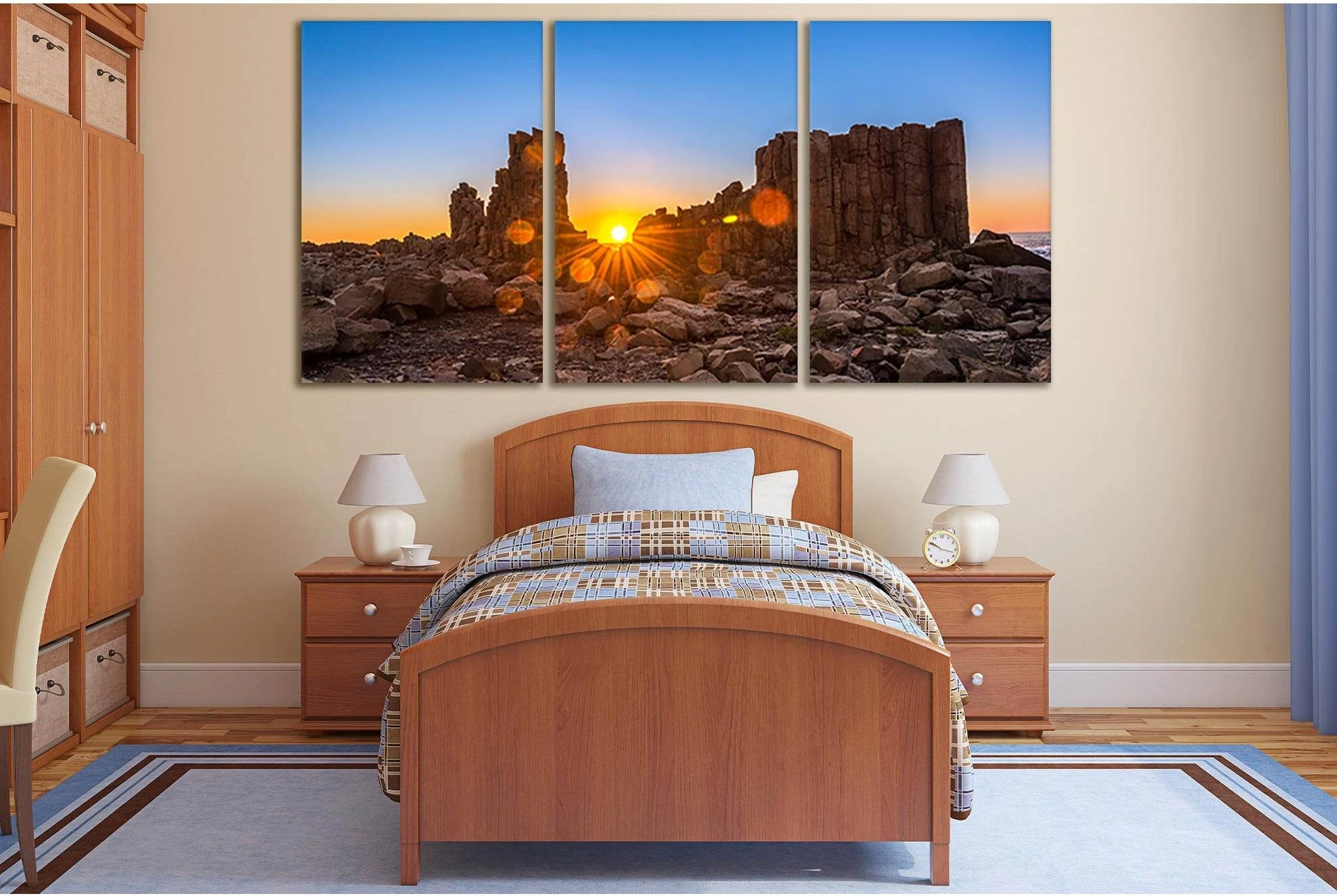 Sunset Among The Rocks №SL271 Ready to Hang Canvas Print - Zellart Canvas Prints 0new, ALL_Products, SUNRISE & SUNSET WALL ART