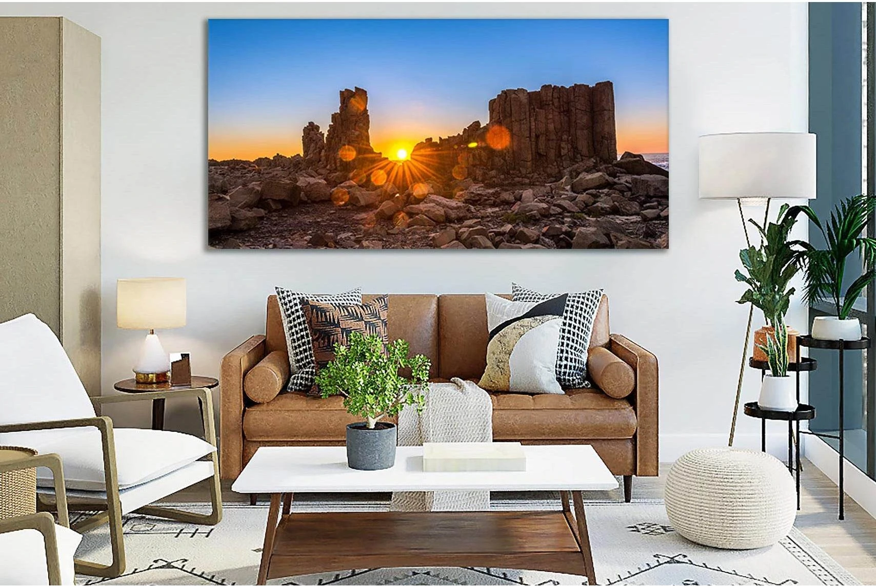 Sunset Among The Rocks №SL271 Ready to Hang Canvas Print - Zellart Canvas Prints 0new, ALL_Products, SUNRISE & SUNSET WALL ART
