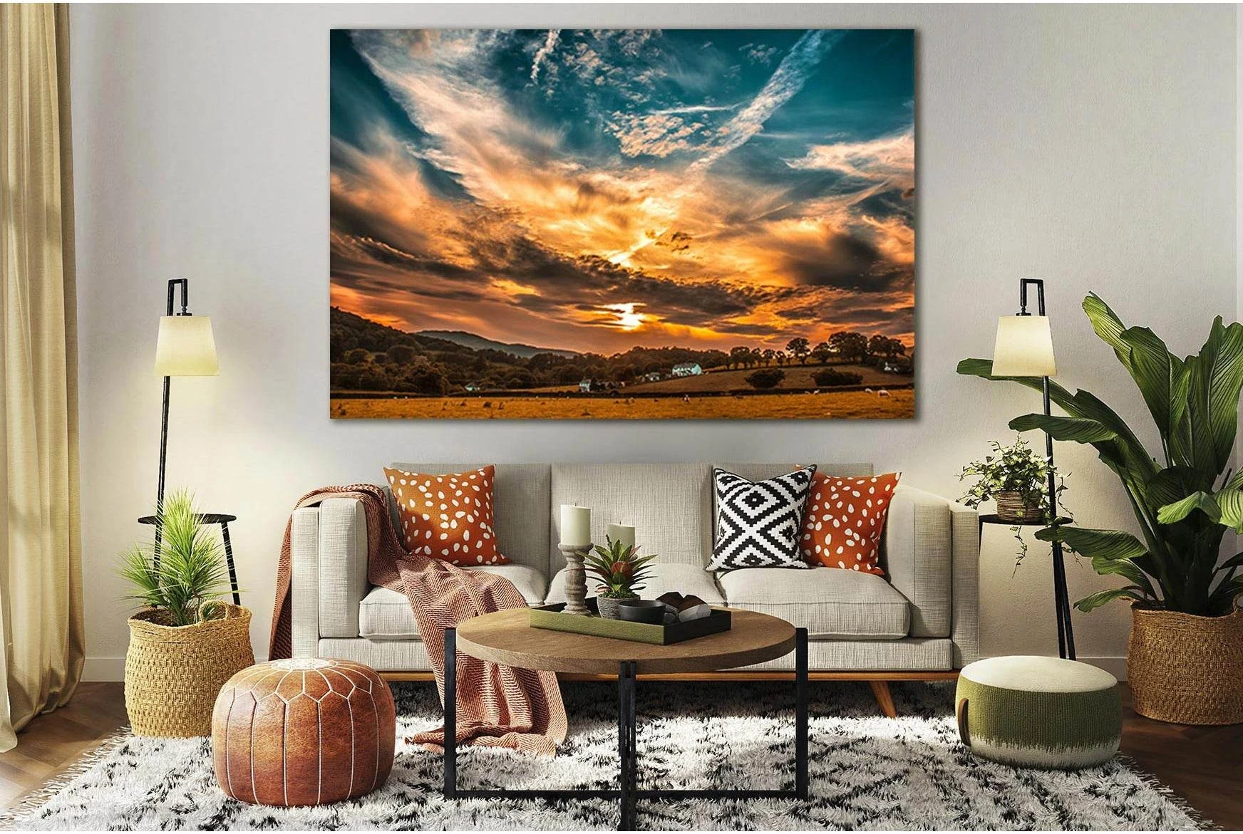 Sunset And Beautiful Sky №SL270 Ready to Hang Canvas Print - Zellart Canvas Prints 0new, ALL_Products, SUNRISE & SUNSET WALL ART