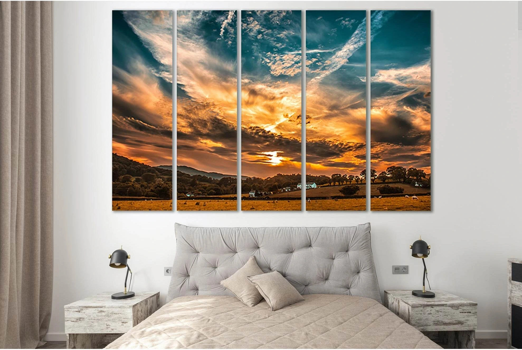 Sunset And Beautiful Sky №SL270 Ready to Hang Canvas Print - Zellart Canvas Prints 0new, ALL_Products, SUNRISE & SUNSET WALL ART