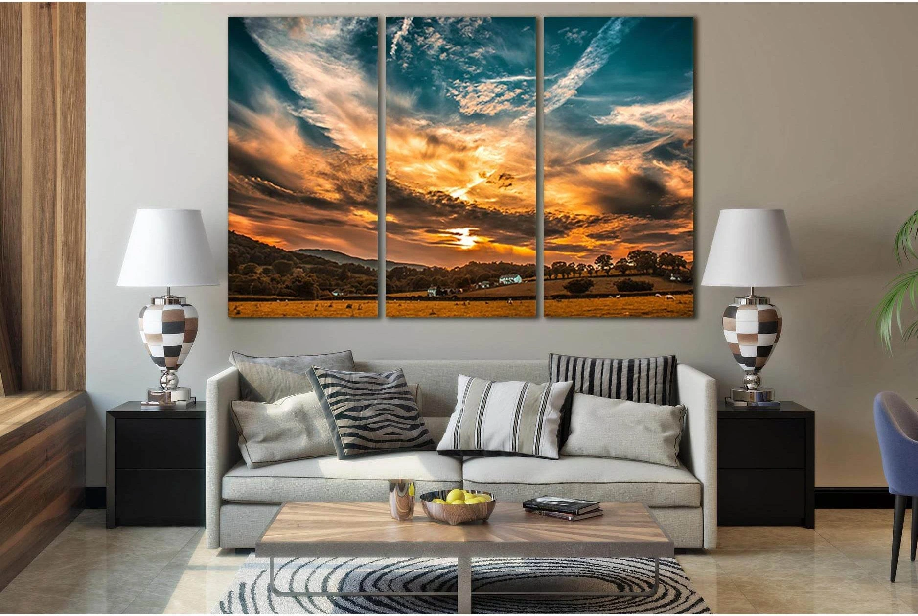 Sunset And Beautiful Sky №SL270 Ready to Hang Canvas Print - Zellart Canvas Prints 0new, ALL_Products, SUNRISE & SUNSET WALL ART