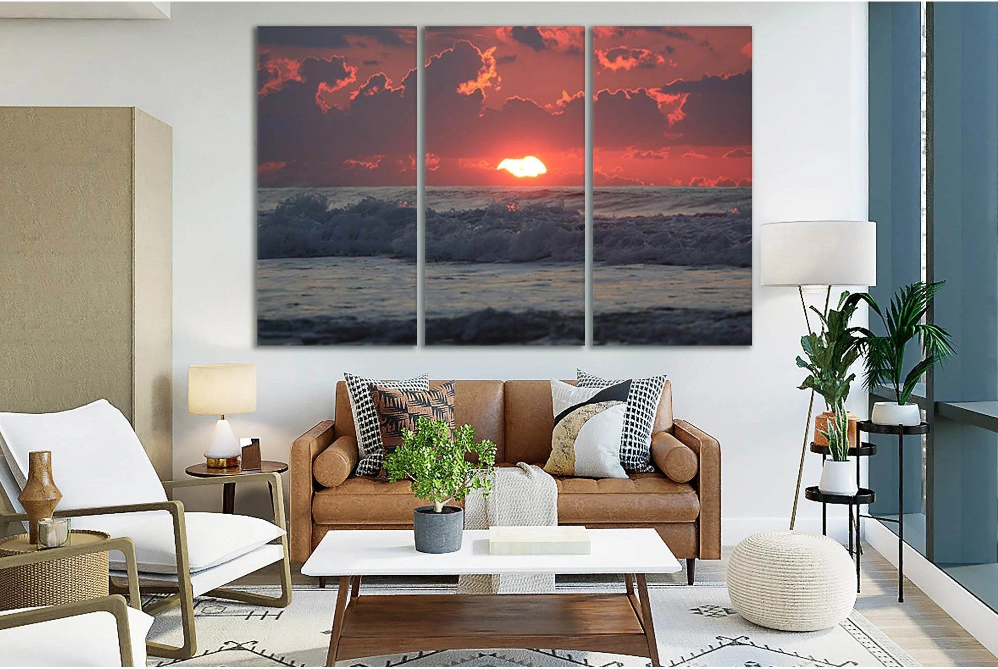 Sunset At Sea №SL104 Ready to Hang Canvas Print - Zellart Canvas Prints 0new, ALL_Products, Beach Ocean & Waves