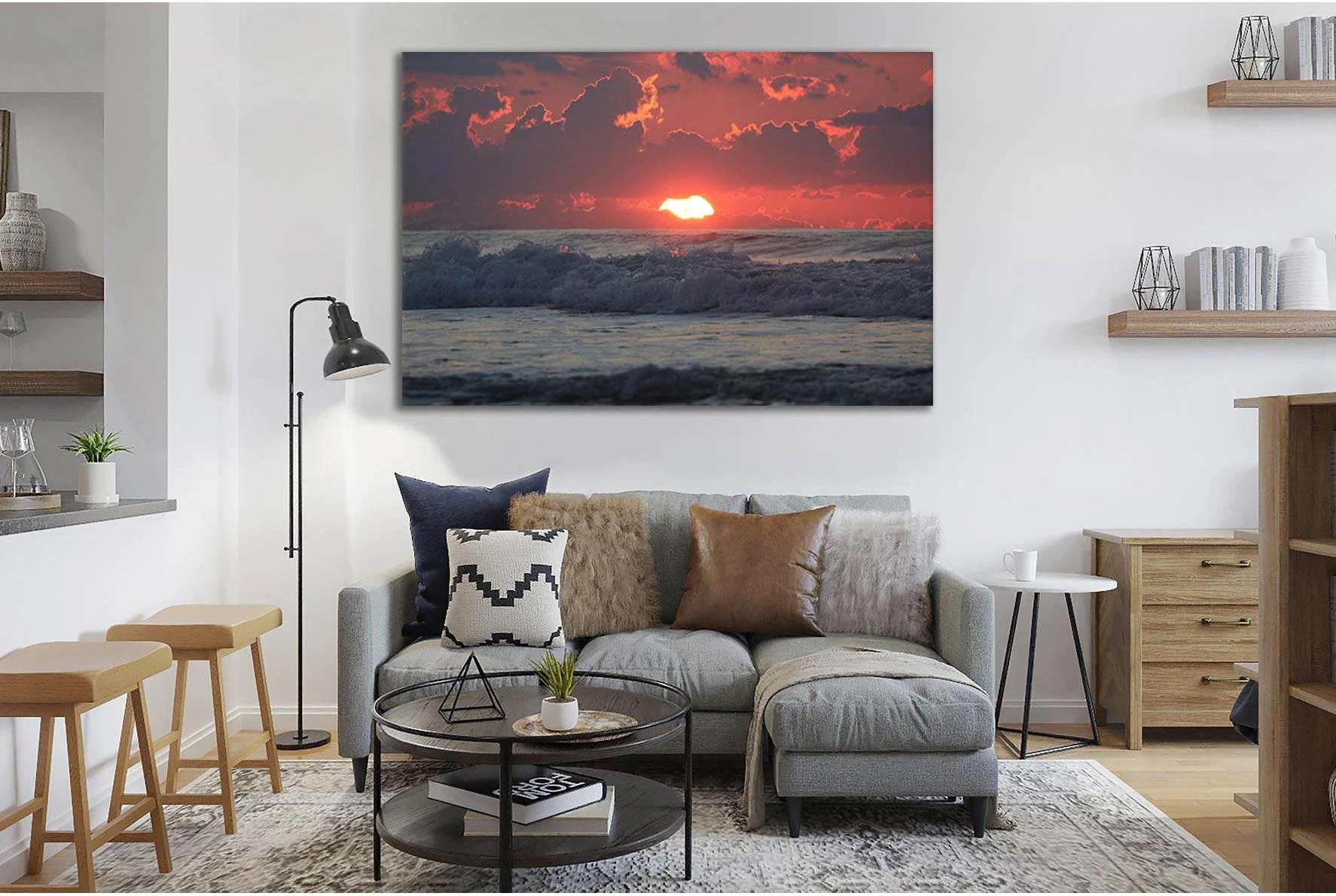 Sunset At Sea №SL104 Ready to Hang Canvas Print - Zellart Canvas Prints 0new, ALL_Products, Beach Ocean & Waves