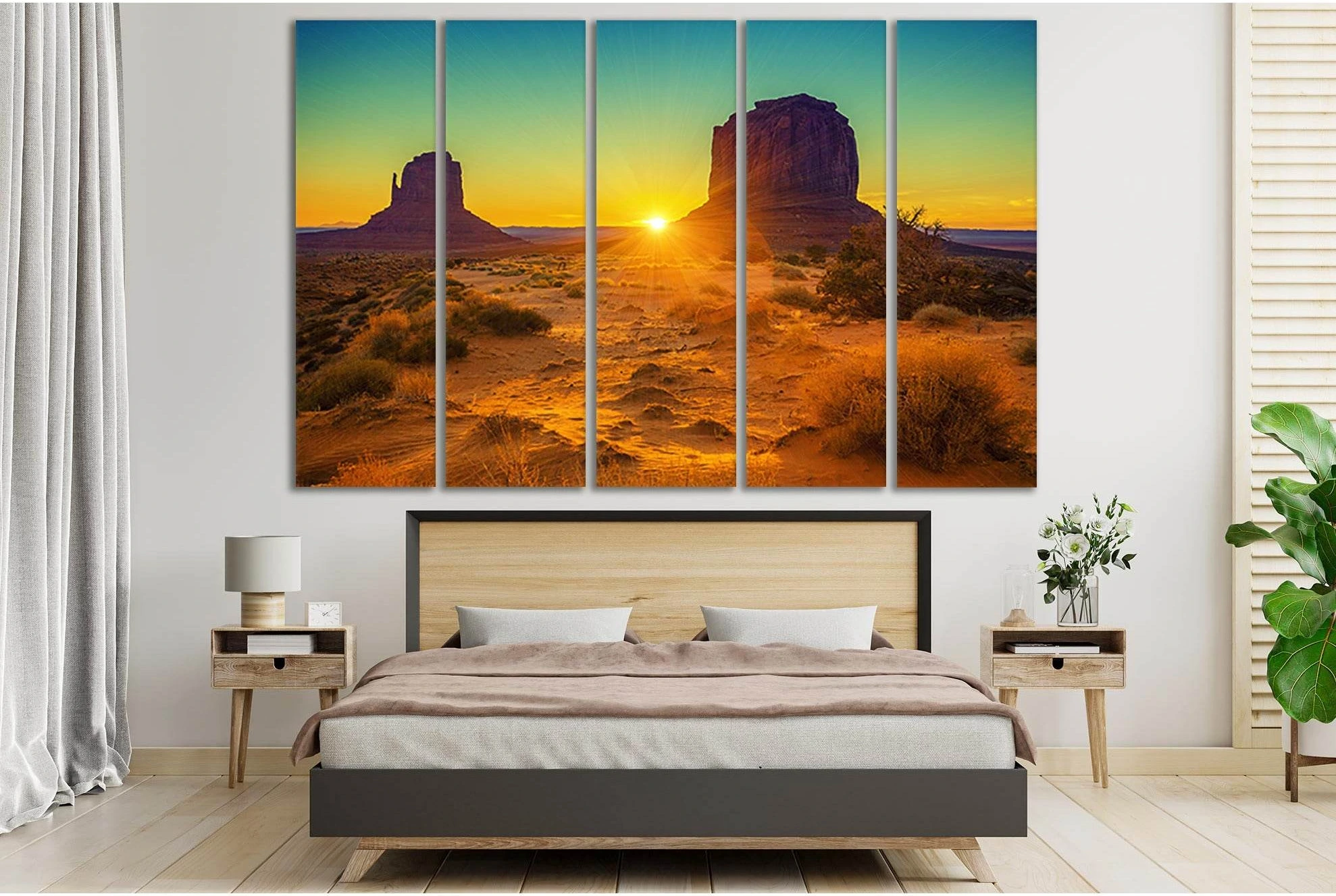 Sunset At The Sisters In Monument Valley №SL205 Ready to Hang Canvas Print - Zellart Canvas Prints 0new, ALL_Products, SUNRISE & SUNSET WALL ART