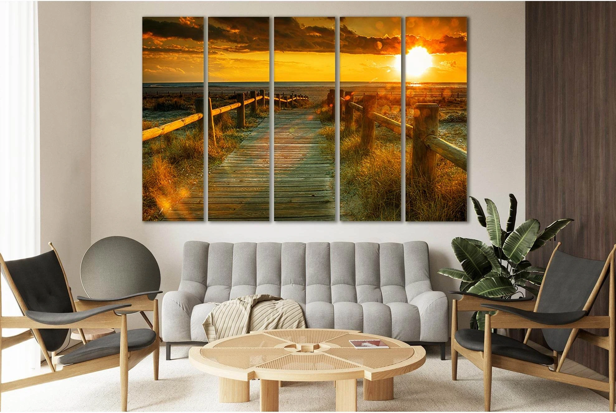 Sunset Beach №SL148 Ready to Hang Canvas Print - Zellart Canvas Prints 0new, ALL_Products, Beach Ocean & Waves