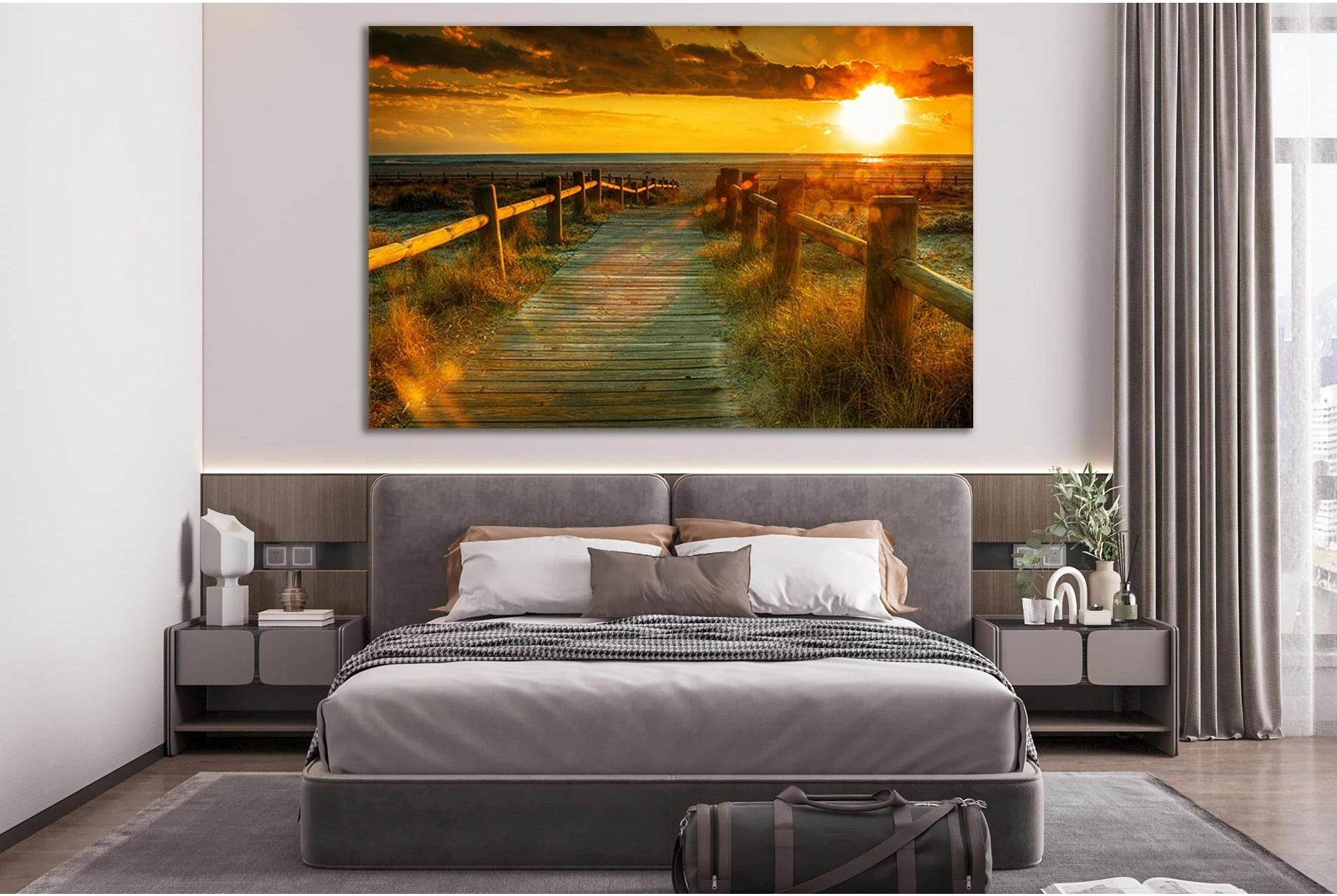 Sunset Beach №SL148 Ready to Hang Canvas Print - Zellart Canvas Prints 0new, ALL_Products, Beach Ocean & Waves