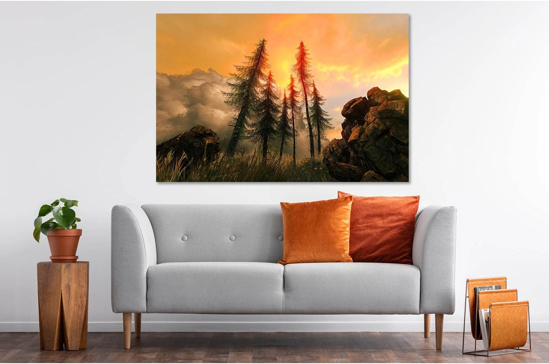 Sunset from mountain №D1225 Ready to Hang Canvas Print - Zellart Canvas Prints 0new, ALL_Products, Sunrise & sunset wall art