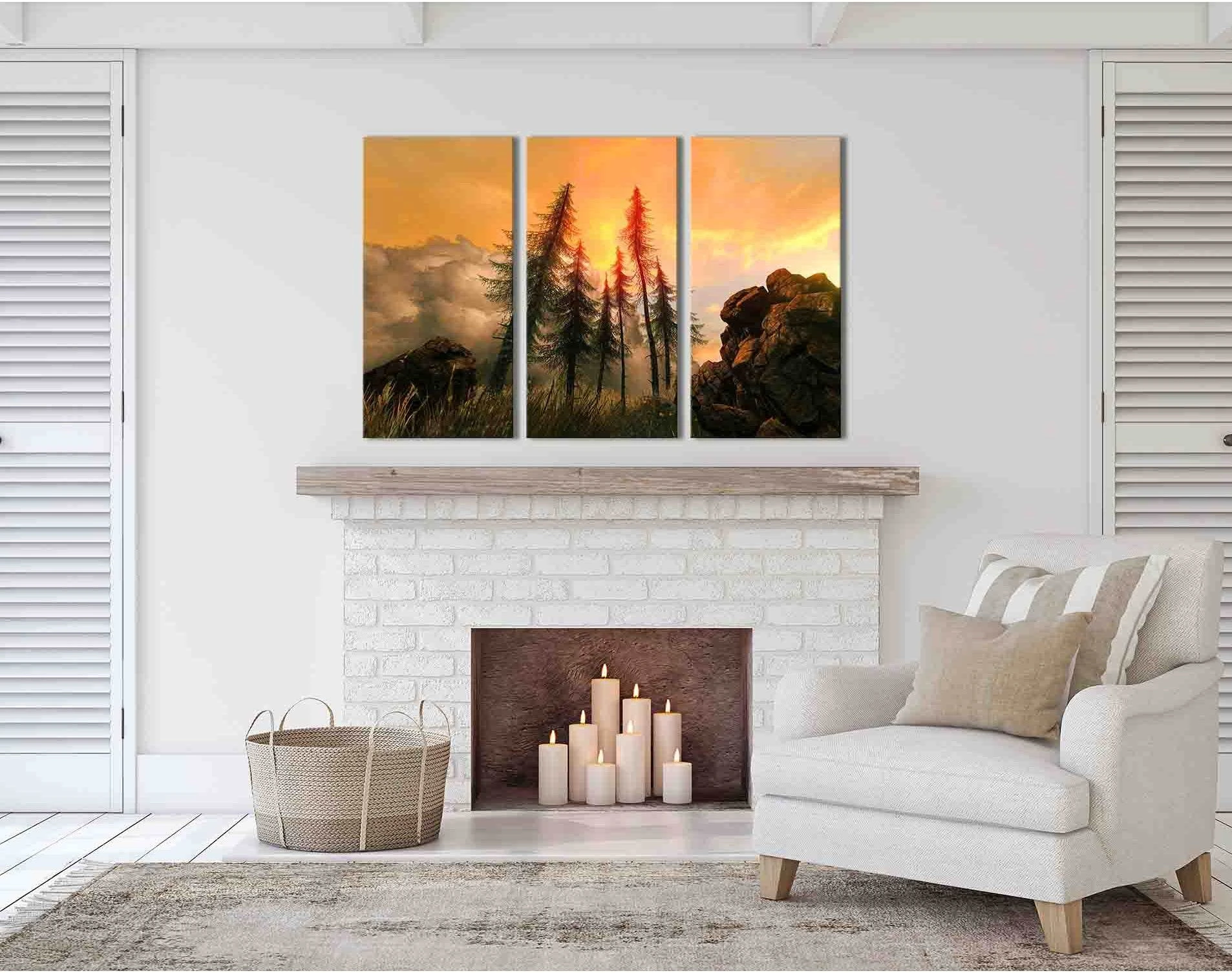 Sunset from mountain №D1225 Ready to Hang Canvas Print - Zellart Canvas Prints 0new, ALL_Products, Sunrise & sunset wall art