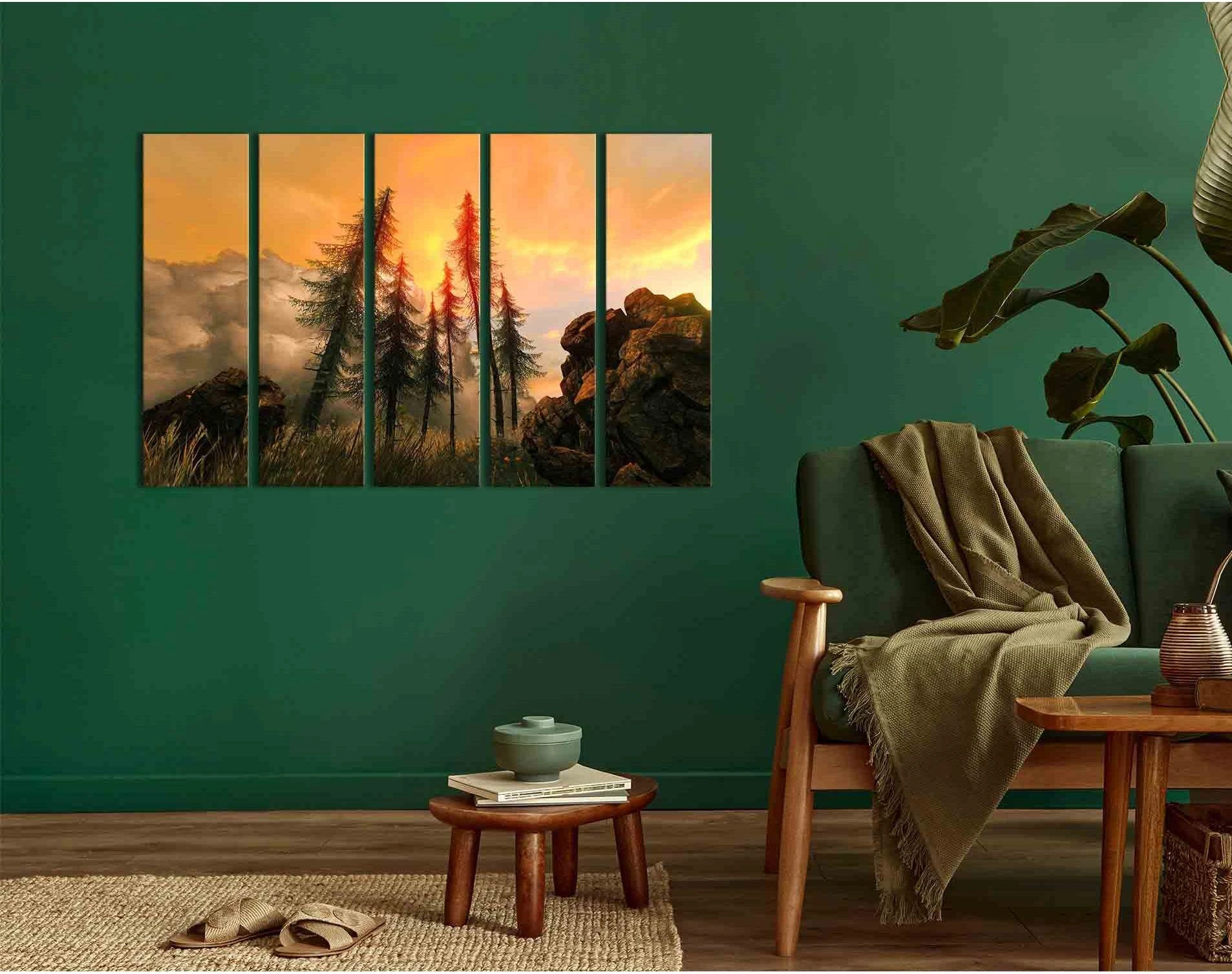 Sunset from mountain №D1225 Ready to Hang Canvas Print - Zellart Canvas Prints 0new, ALL_Products, Sunrise & sunset wall art