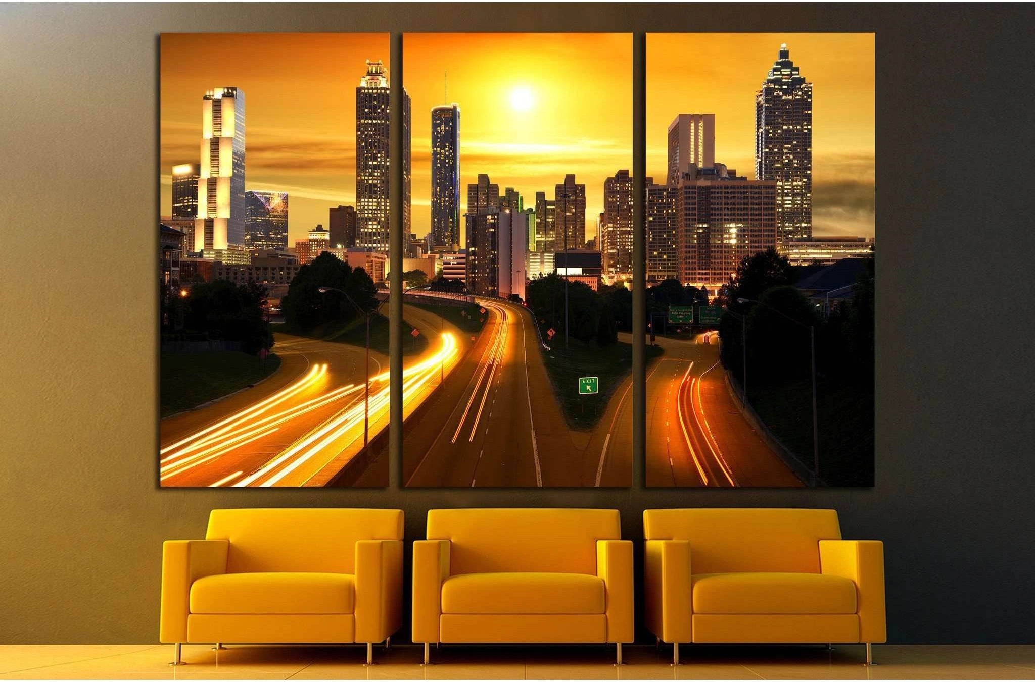 Sunset in Atlanta, United States №1651 Ready to Hang Canvas Print - Zellart Canvas Prints ALL_Products, s-1651