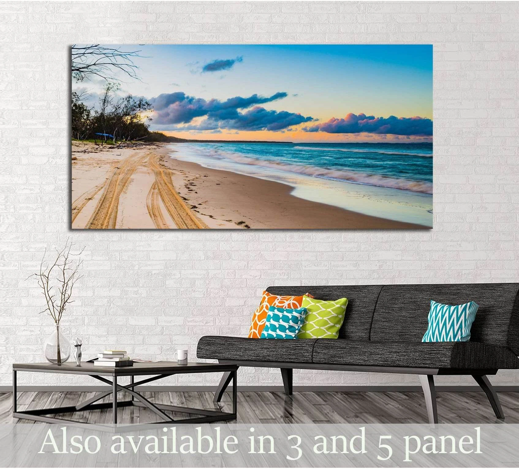 Canvas Print: Blue & Gold Sunset Beach Wall Art selected as rocky shore and coastal edge for seascape canvas wall art.