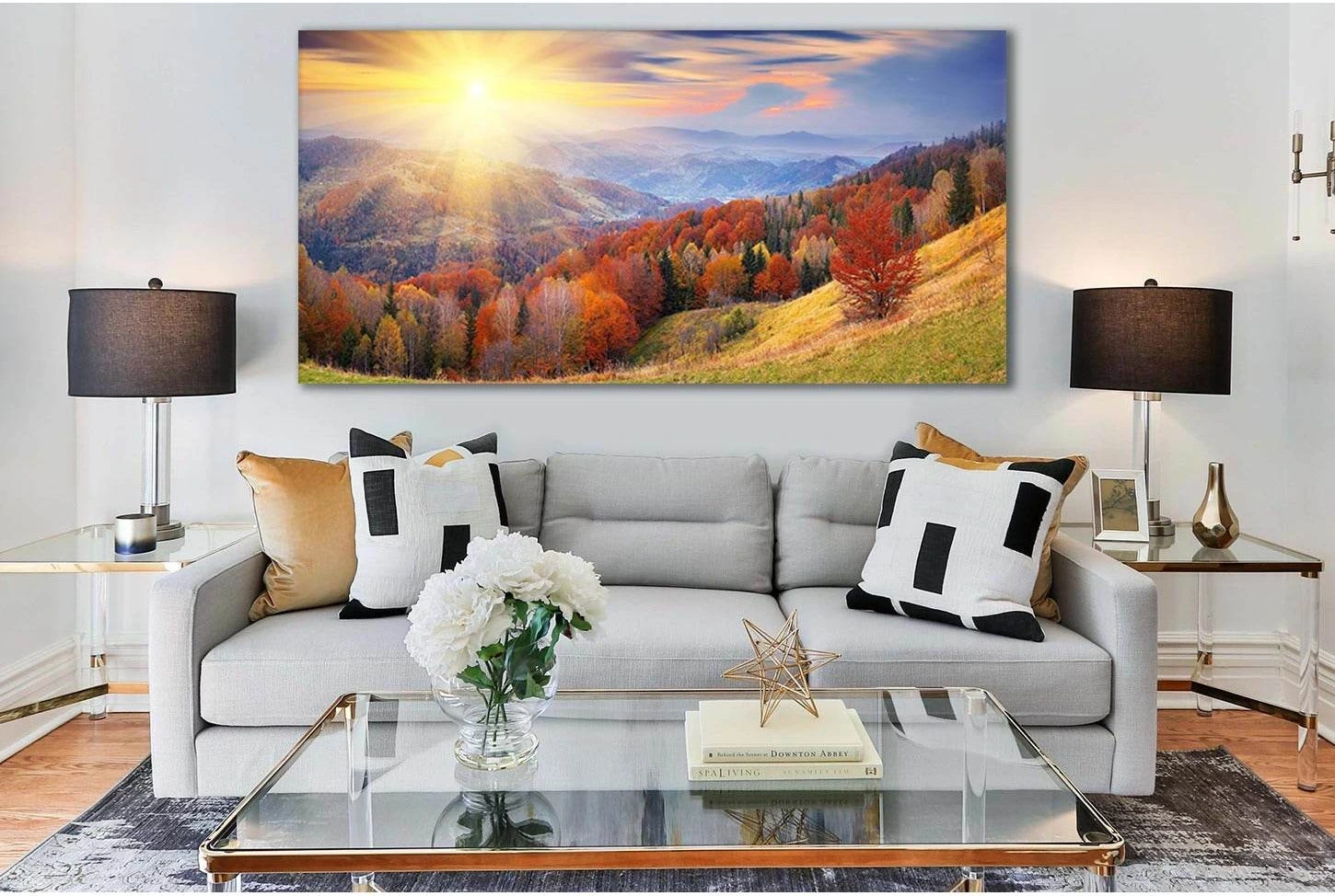 Sunset In The Autumn Mountains №SL624 Ready to Hang Canvas Print - Zellart Canvas Prints 0new, ALL_Products, Autumn Wall Art