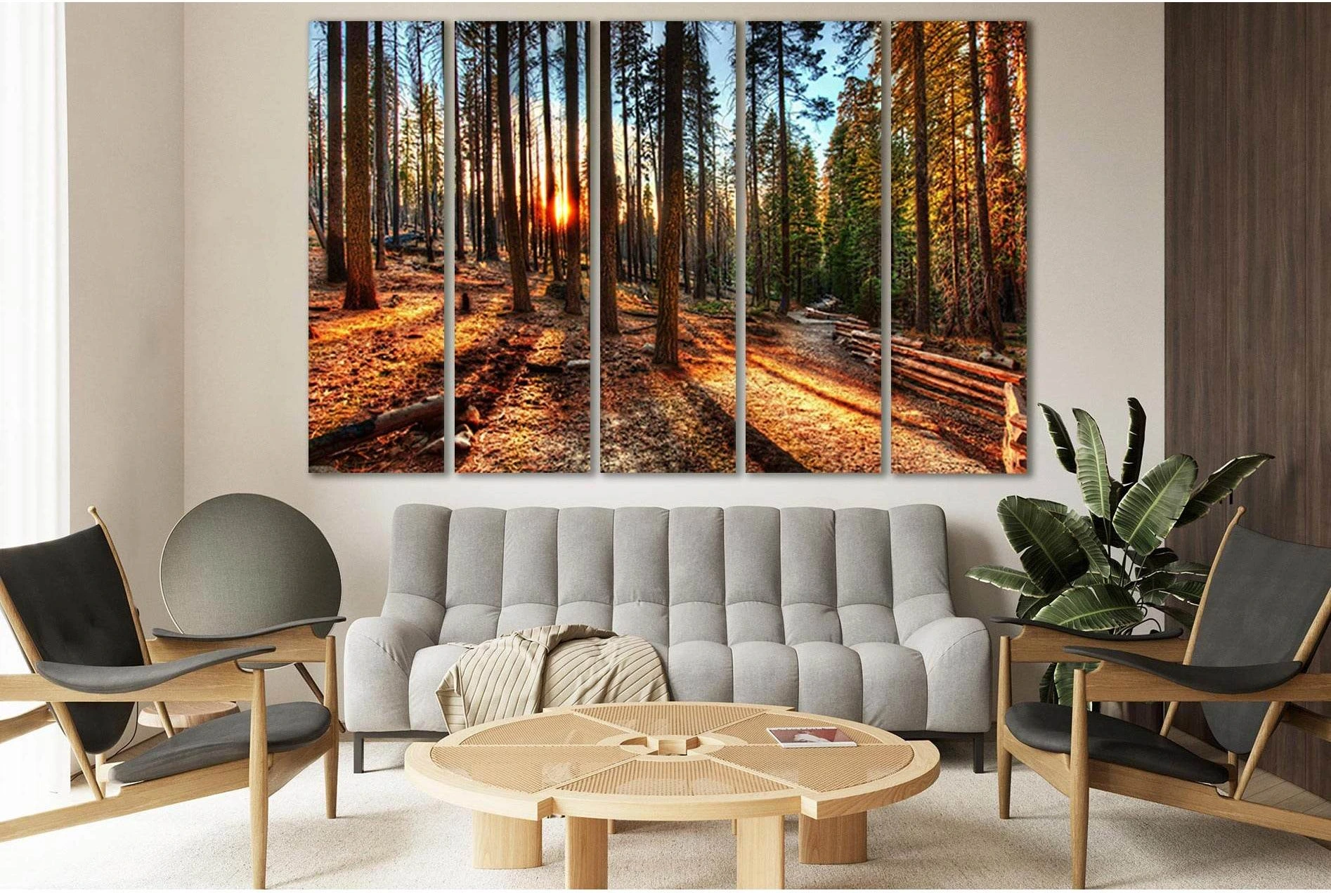 Sunset In The Forest №SL251 Ready to Hang Canvas Print - Zellart Canvas Prints 0new, ALL_Products, SUNRISE & SUNSET WALL ART