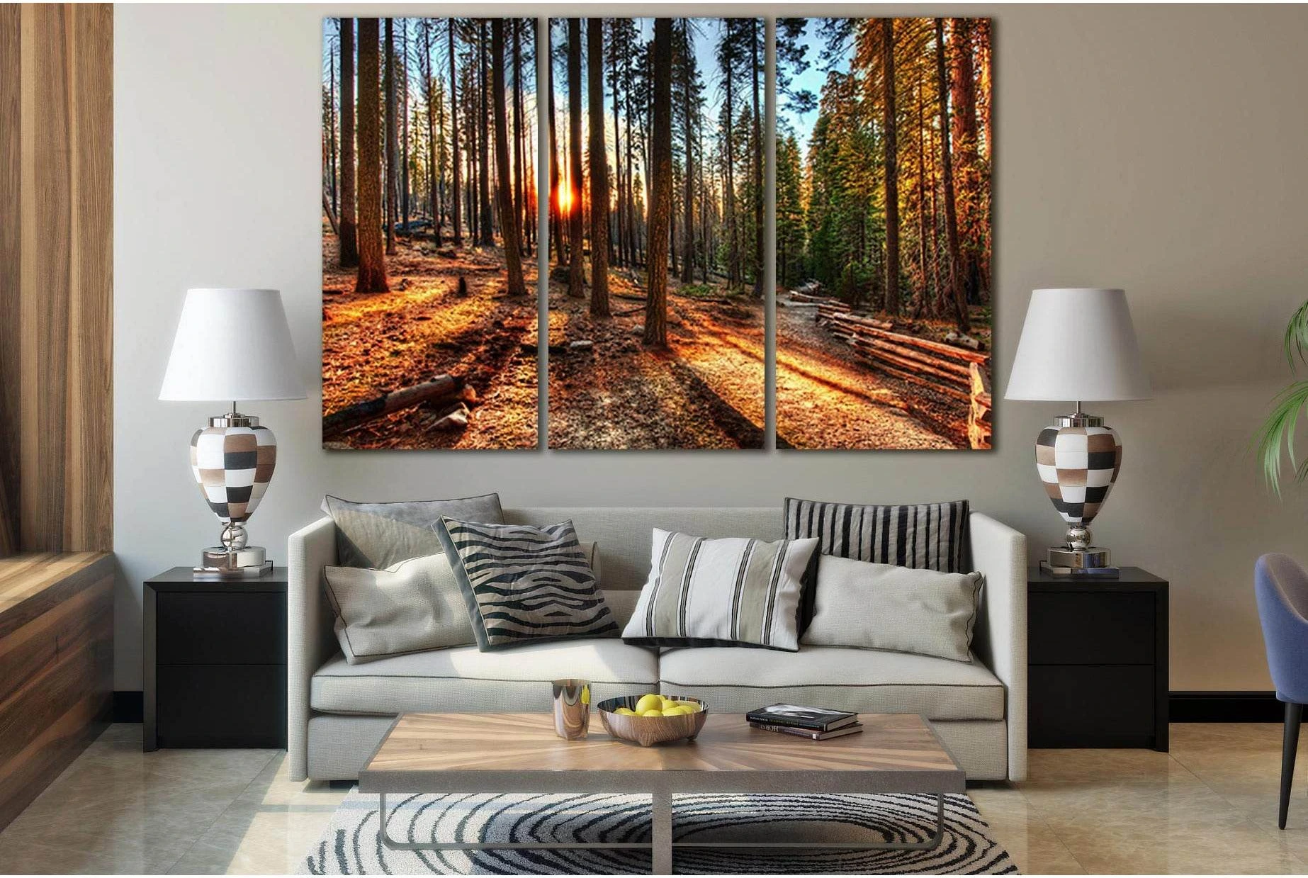 Sunset In The Forest №SL251 Ready to Hang Canvas Print - Zellart Canvas Prints 0new, ALL_Products, SUNRISE & SUNSET WALL ART