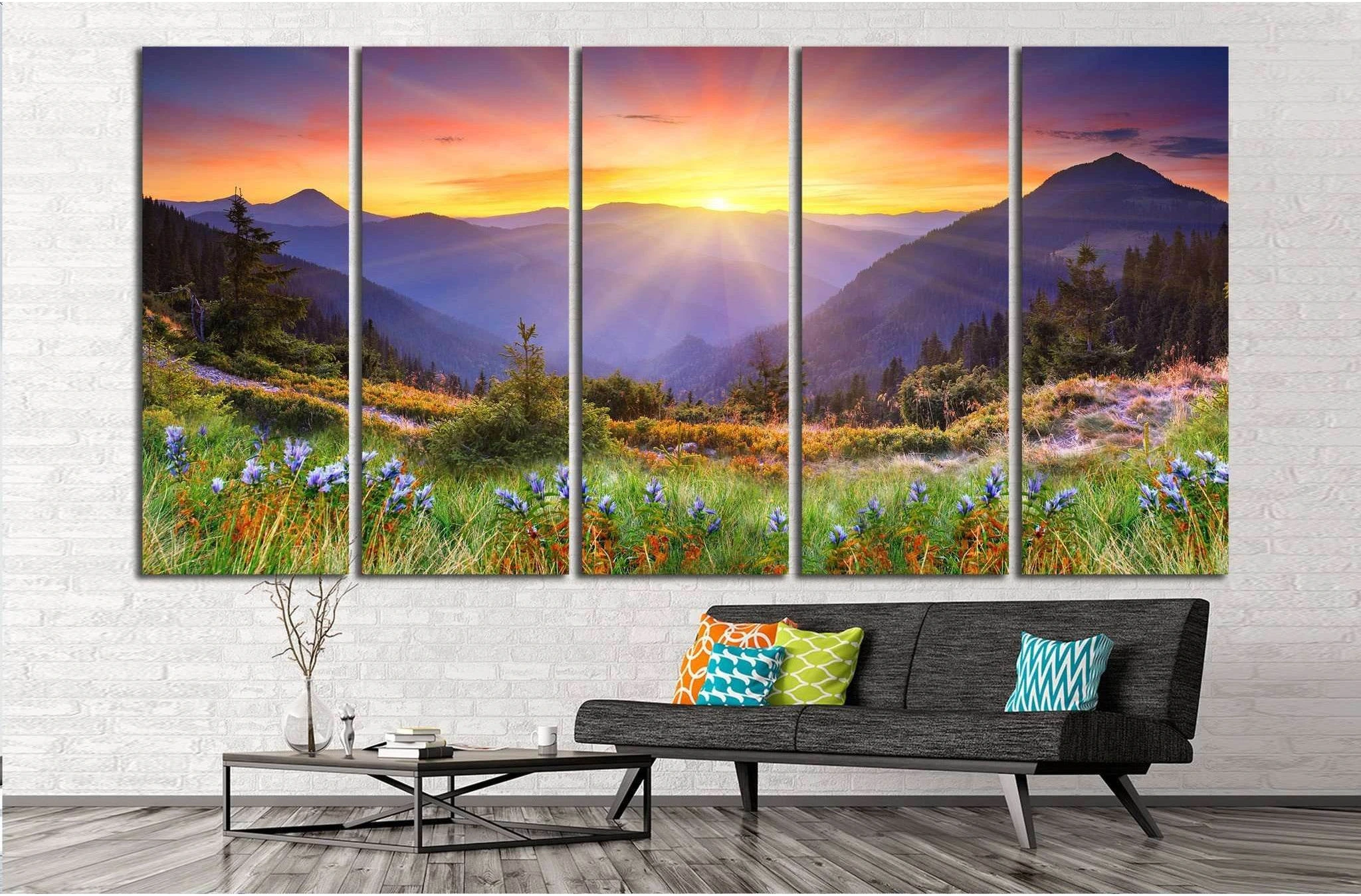 sunset in the mountains №630 Ready to Hang Canvas Print - Zellart Canvas Prints ALL_Products, s-630