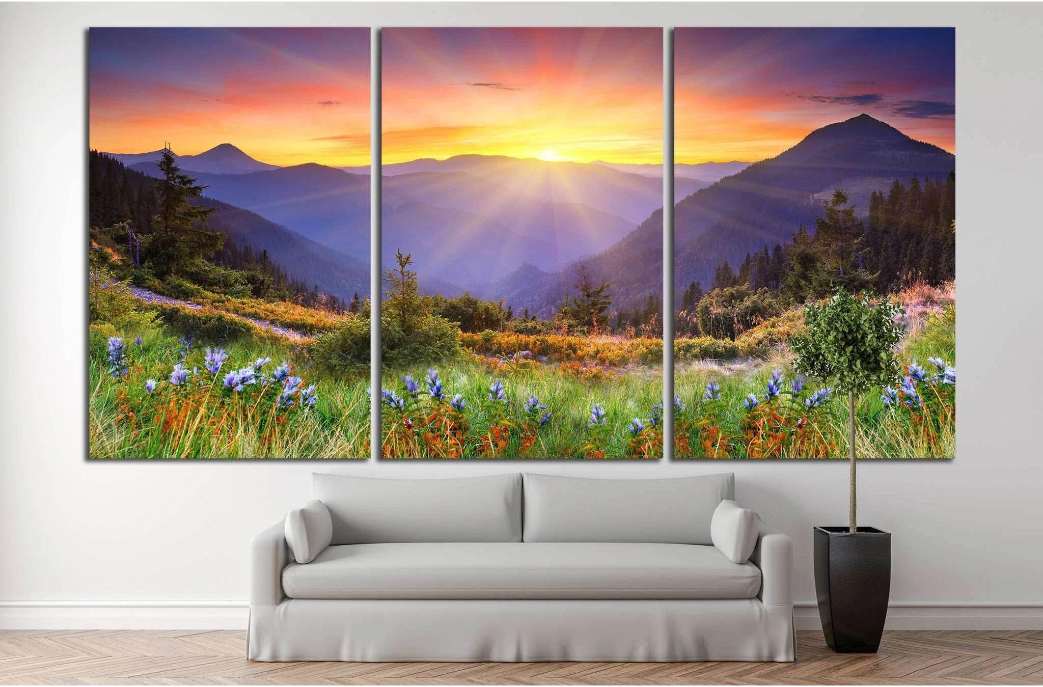 sunset in the mountains №630 Ready to Hang Canvas Print - Zellart Canvas Prints ALL_Products, s-630