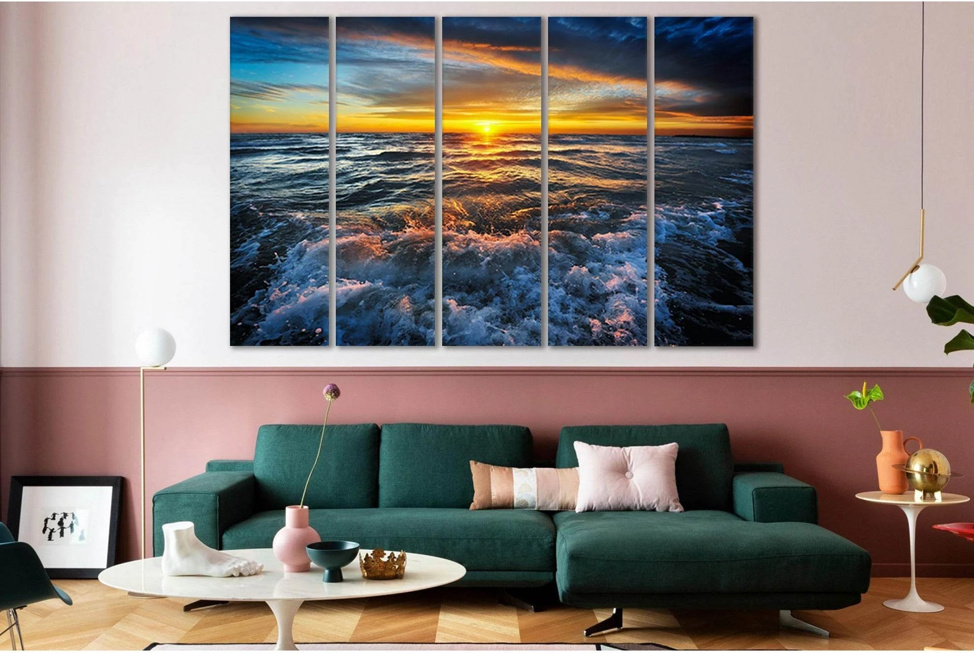Sunset In The Ocean №SL191 Ready to Hang Canvas Print - Zellart Canvas Prints 0new, ALL_Products, Beach Ocean & Waves