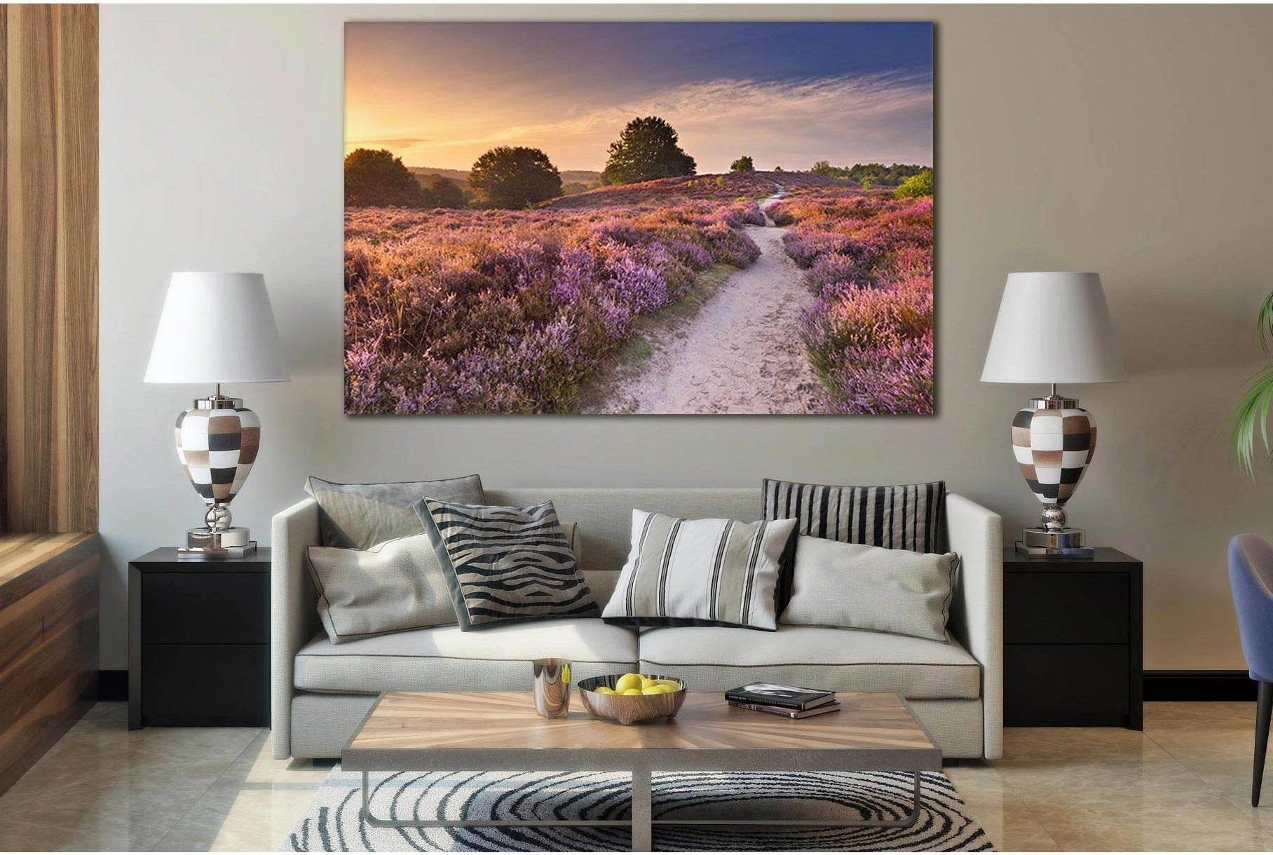 Sunset Lavender Path №SL228 Ready to Hang Canvas Print - Zellart Canvas Prints 0new, ALL_Products, SUNRISE & SUNSET WALL ART