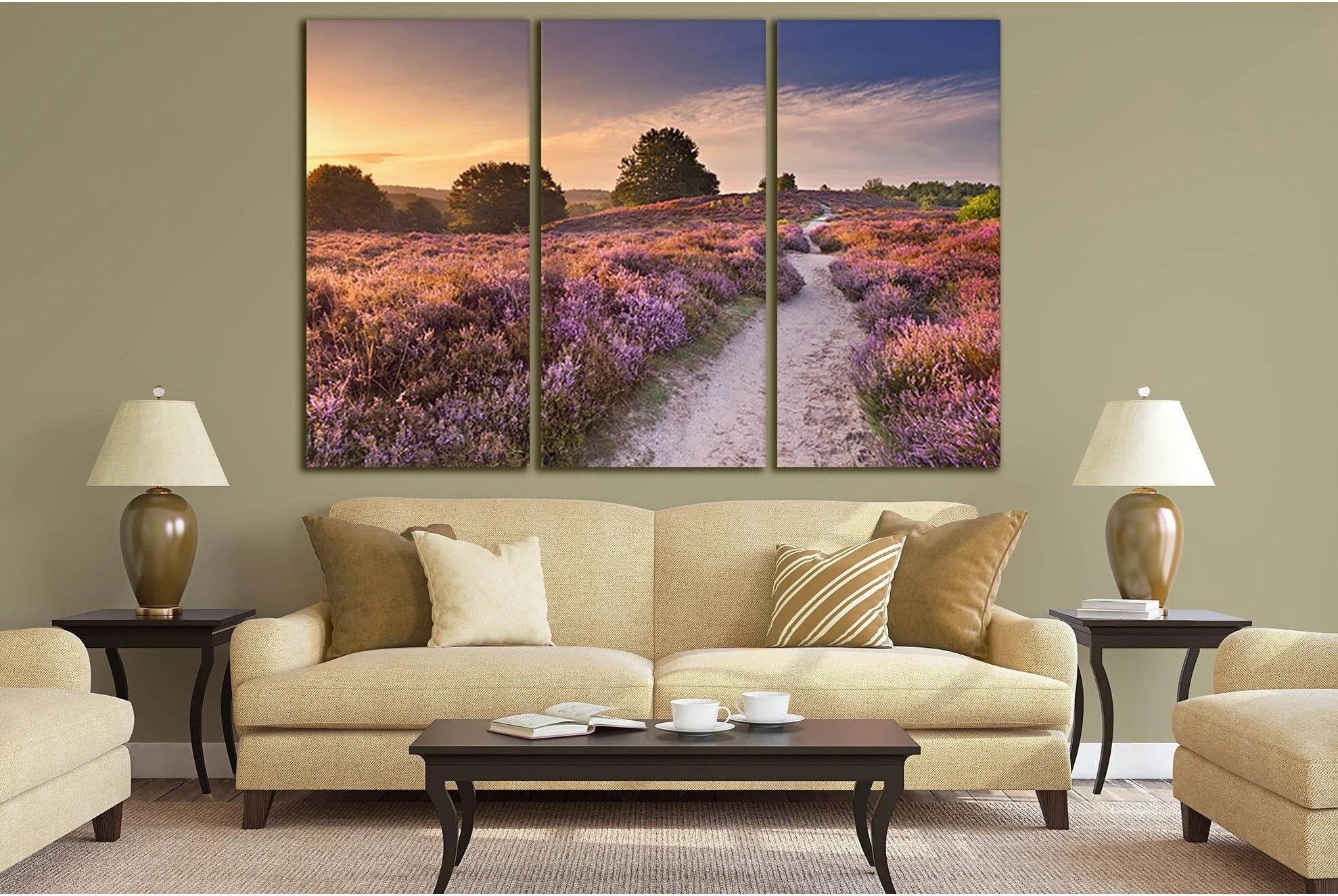 Sunset Lavender Path №SL228 Ready to Hang Canvas Print - Zellart Canvas Prints 0new, ALL_Products, SUNRISE & SUNSET WALL ART