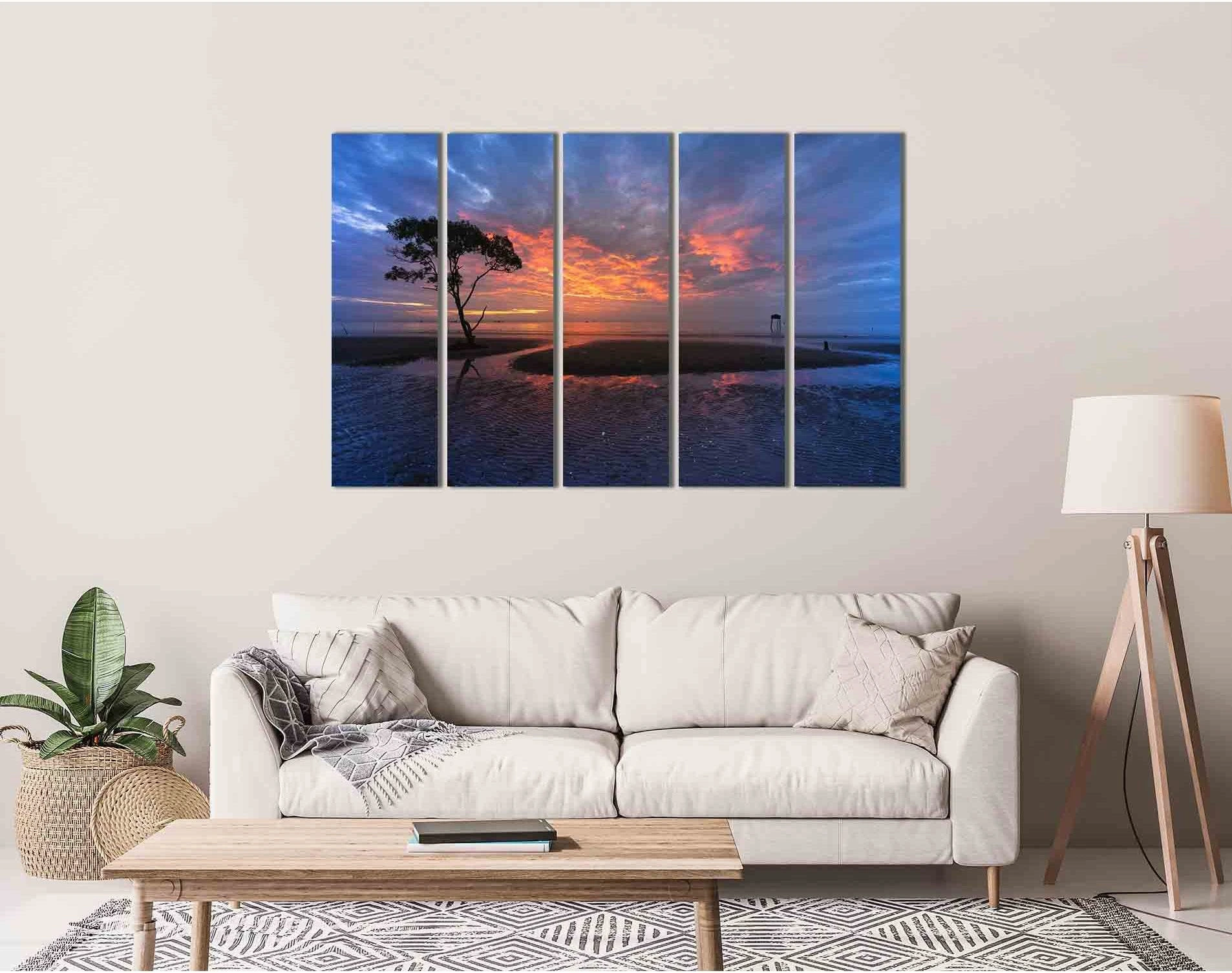 Sunset on the beach №D1750 Ready to Hang Canvas Print - Zellart Canvas Prints 0new, ALL_Products, Sunrise & sunset wall art