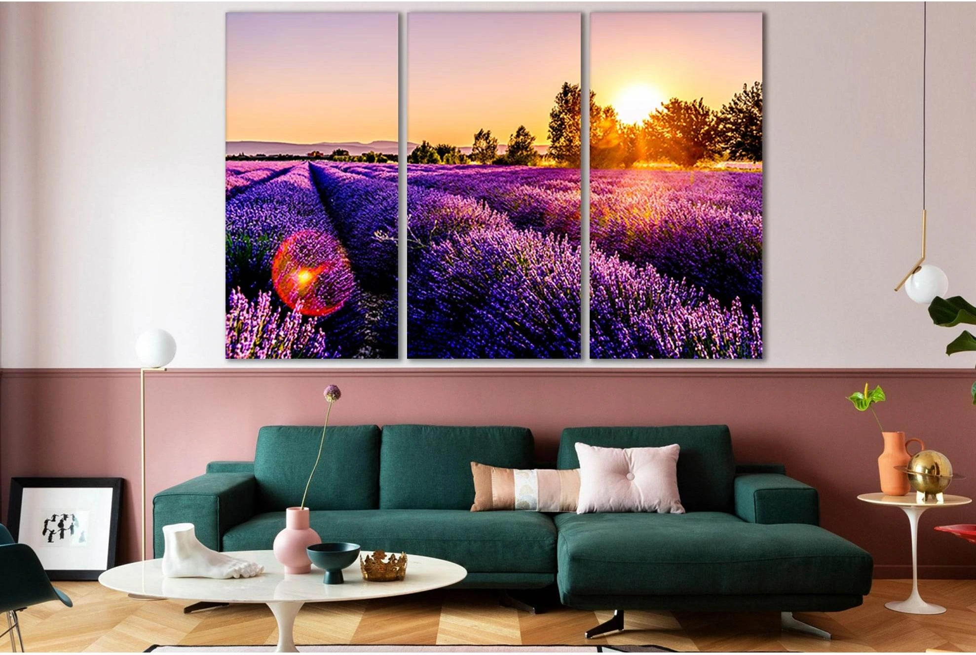 Sunset Over A Lavender Field №SL699 Ready to Hang Canvas Print - Zellart Canvas Prints 0new, ALL_Products, Floral & Botanical Wall Art