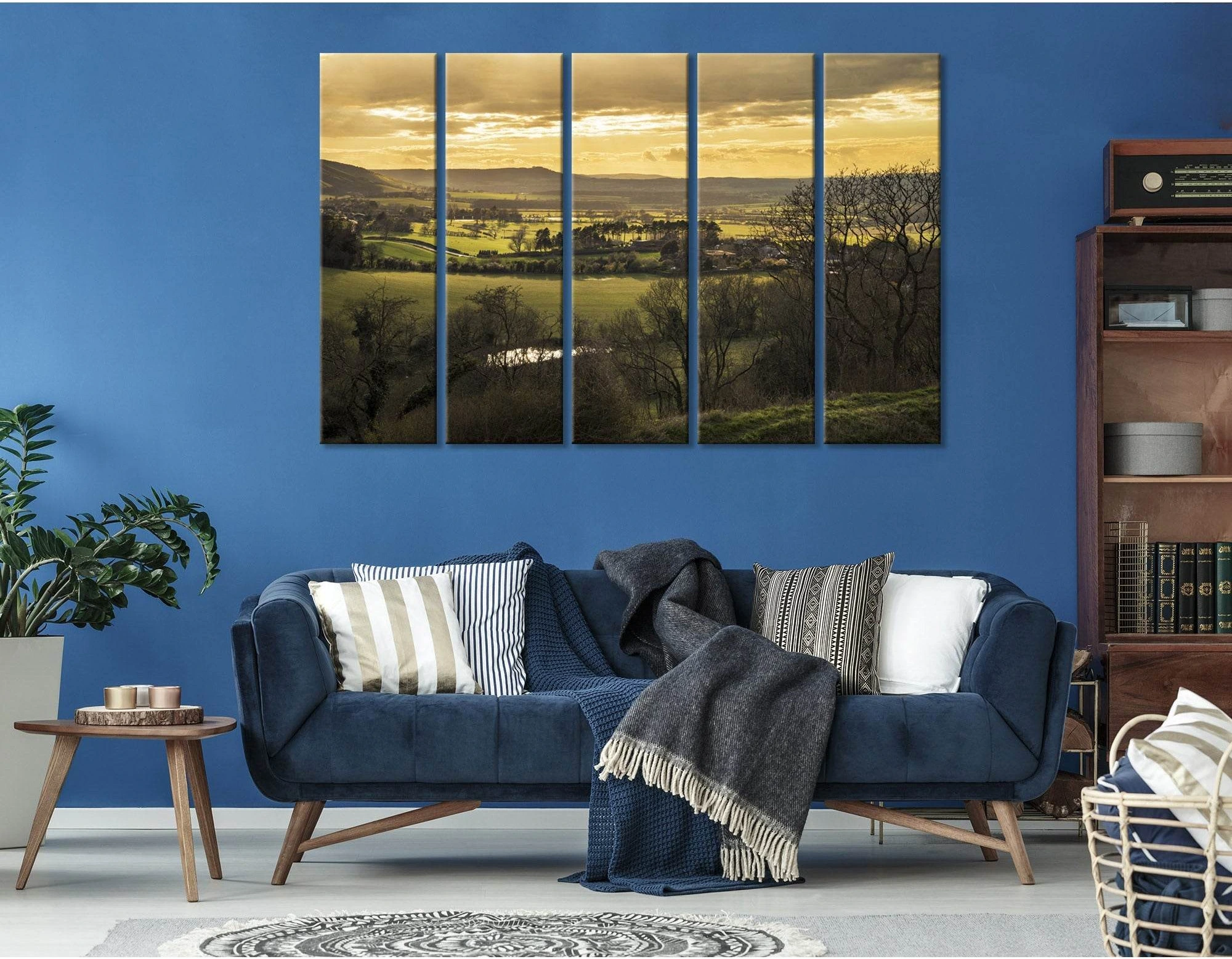 Sunset Over Countryside Landscape In England №04205 Ready to Hang Canvas Print - Zellart Canvas Prints ALL_Products