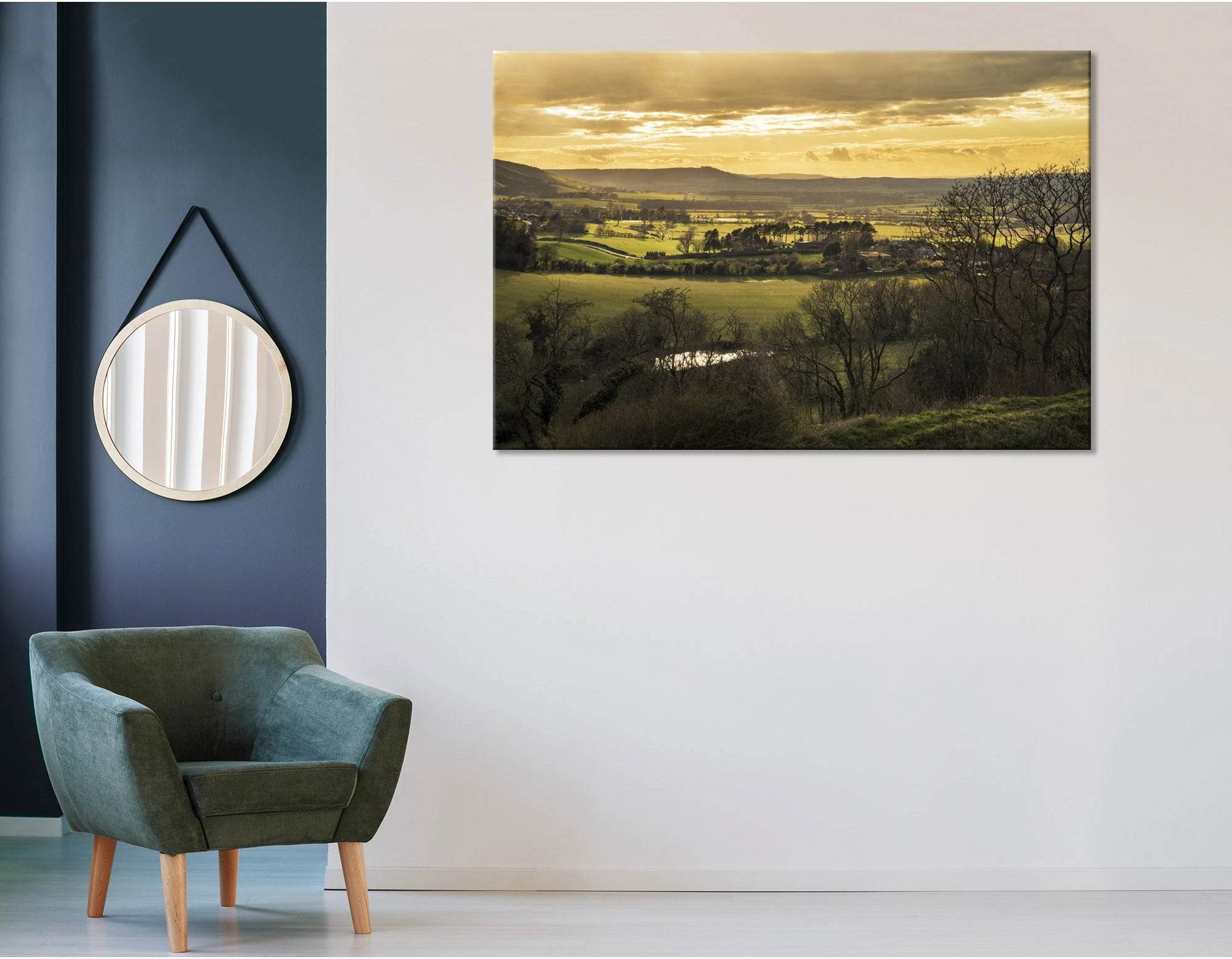Sunset Over Countryside Landscape In England №04205 Ready to Hang Canvas Print - Zellart Canvas Prints ALL_Products