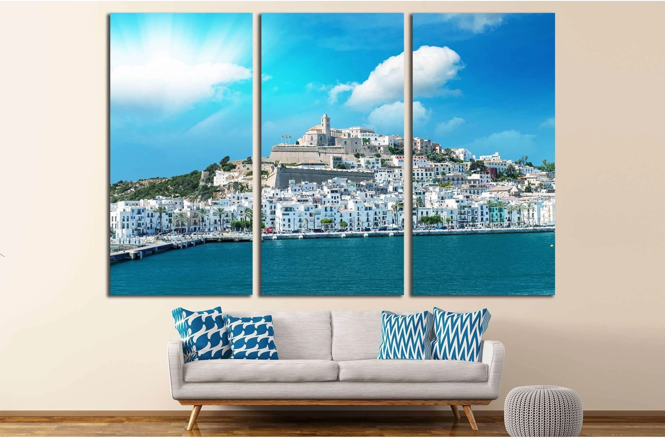 Sunset over Ibiza Port, Spain. №3045 Ready to Hang Canvas Print - Zellart Canvas Prints ALL_Products, s-3045