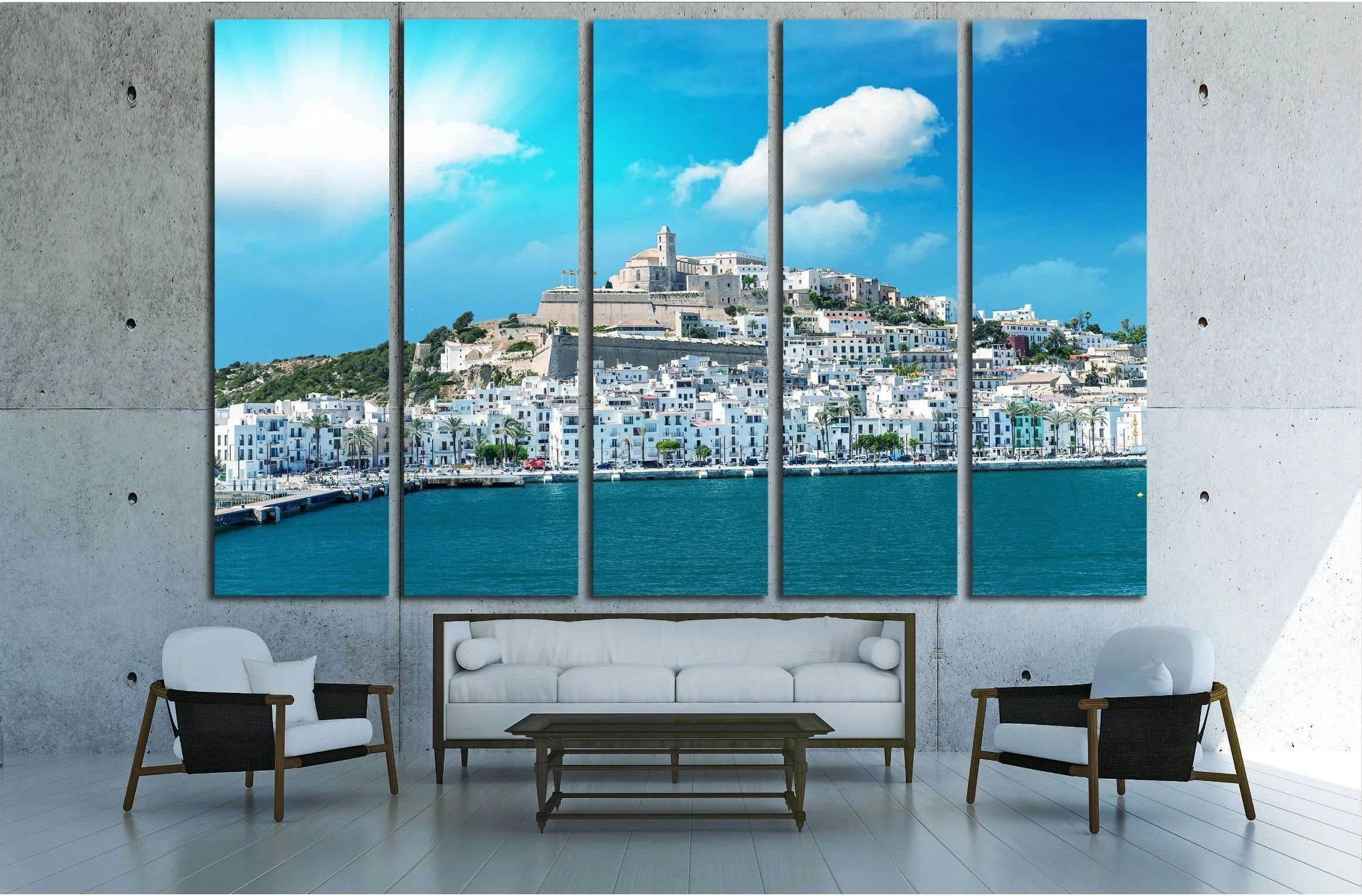 Sunset over Ibiza Port, Spain. №3045 Ready to Hang Canvas Print - Zellart Canvas Prints ALL_Products, s-3045