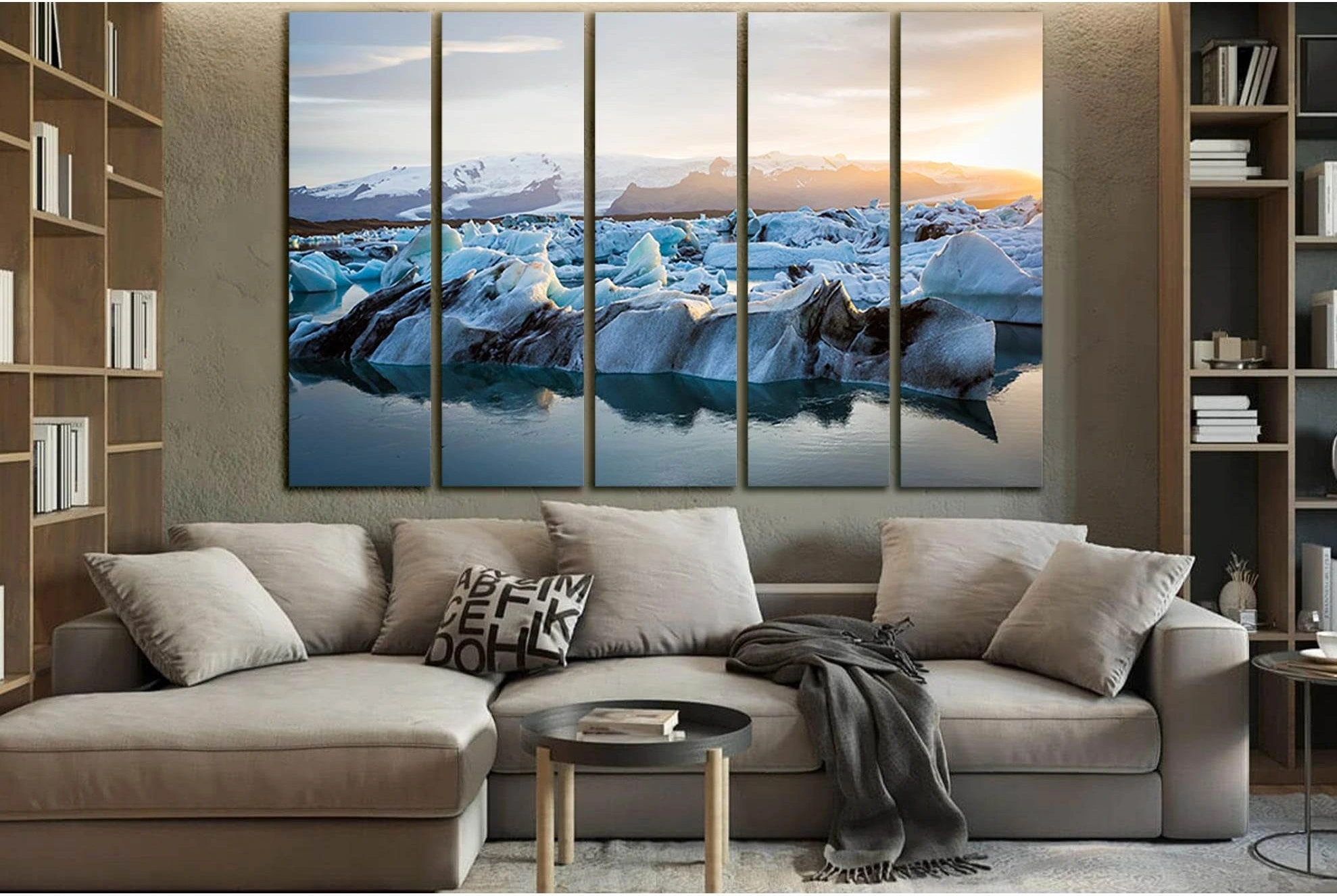 Sunset Over Jokulsarlon Glacier Lagoon №SL1336 Ready to Hang Canvas Print - Zellart Canvas Prints 0new, ALL_Products, Glacials