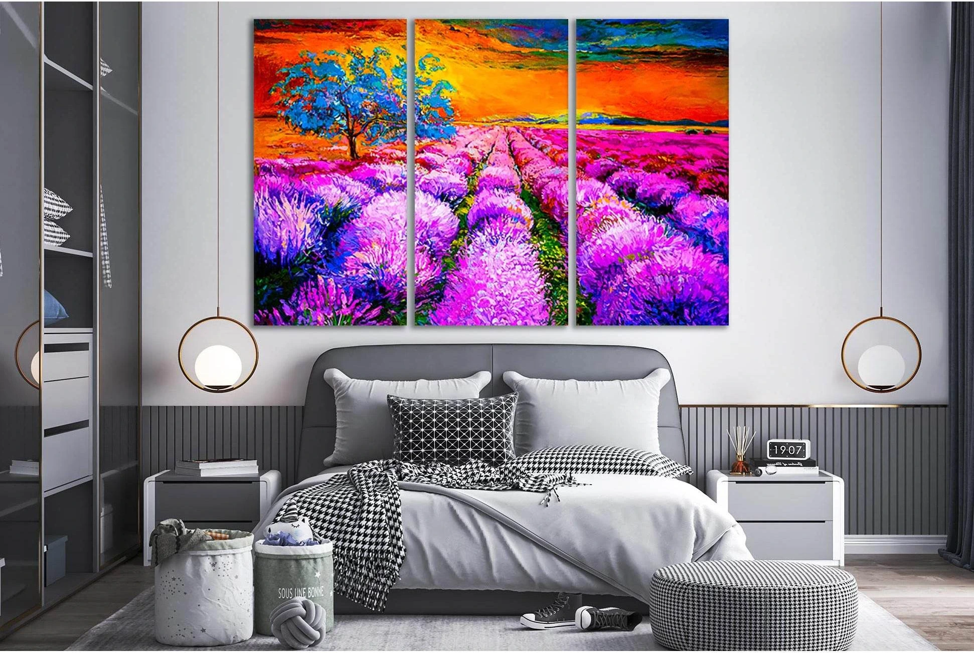 Sunset Over Lavender Field №SL613 Ready to Hang Canvas Print - Zellart Canvas Prints 0new, ALL_Products, Oil Painting Wall Art