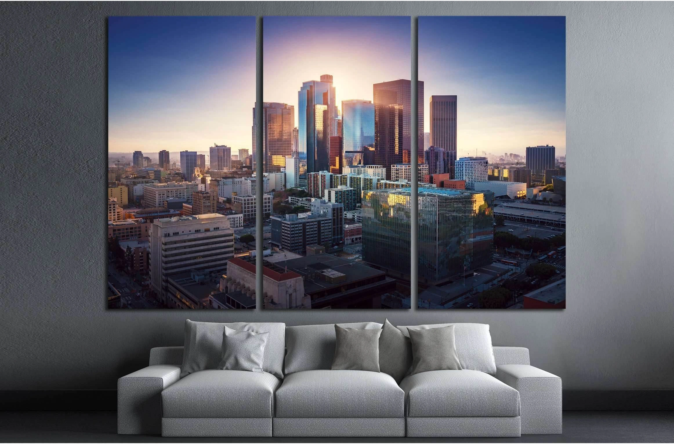 Sunset over Los Angeles downtown. Retro colors. California theme. №2740 Ready to Hang Canvas Print - Zellart Canvas Prints ALL_Products, s-2740