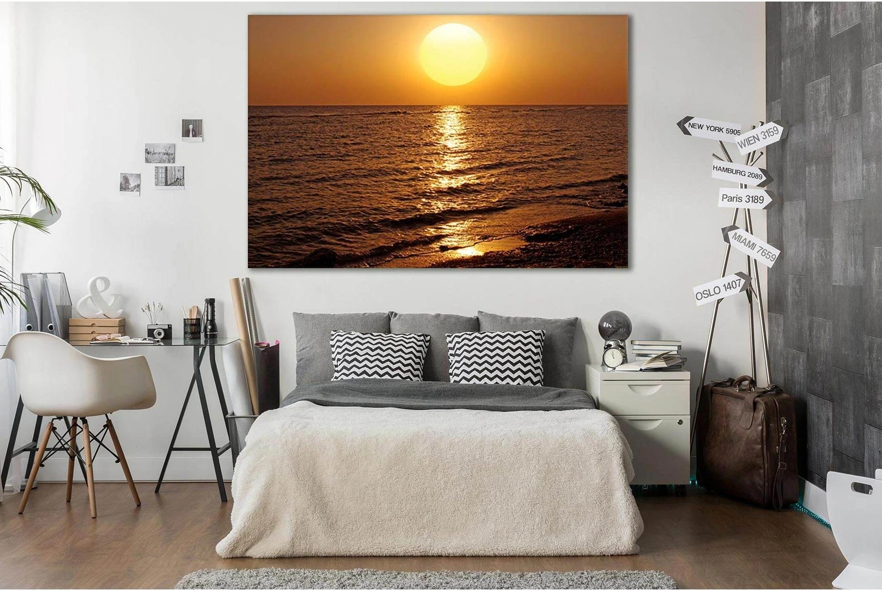 Sunset Over Sea №SL253 Ready to Hang Canvas Print - Zellart Canvas Prints 0new, ALL_Products, SUNRISE & SUNSET WALL ART