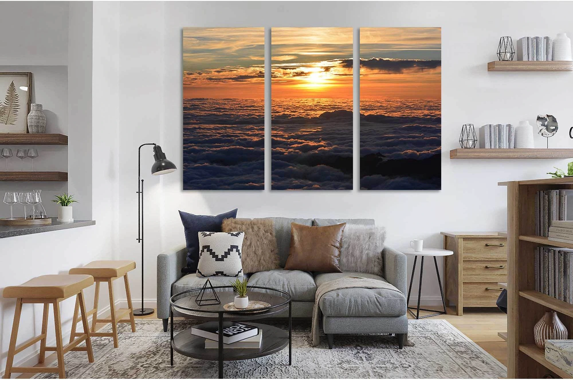 Sunset over the clouds №D1865 Ready to Hang Canvas Print - Zellart Canvas Prints 0new, ALL_Products, Sunrise & sunset wall art