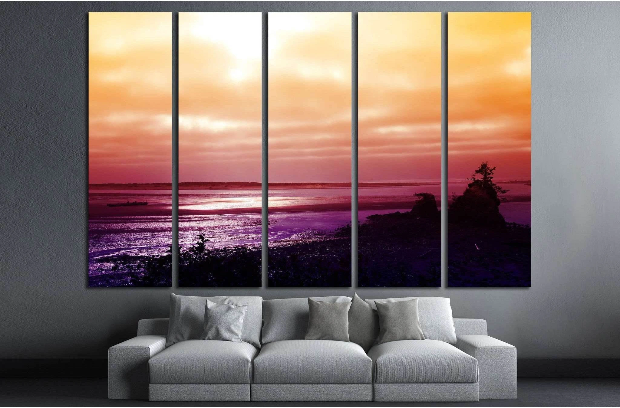 Sunset over the Pacific Coast near Lincoln City, Oregon №1957 Ready to Hang Canvas Print - Zellart Canvas Prints ALL_Products, s-1957
