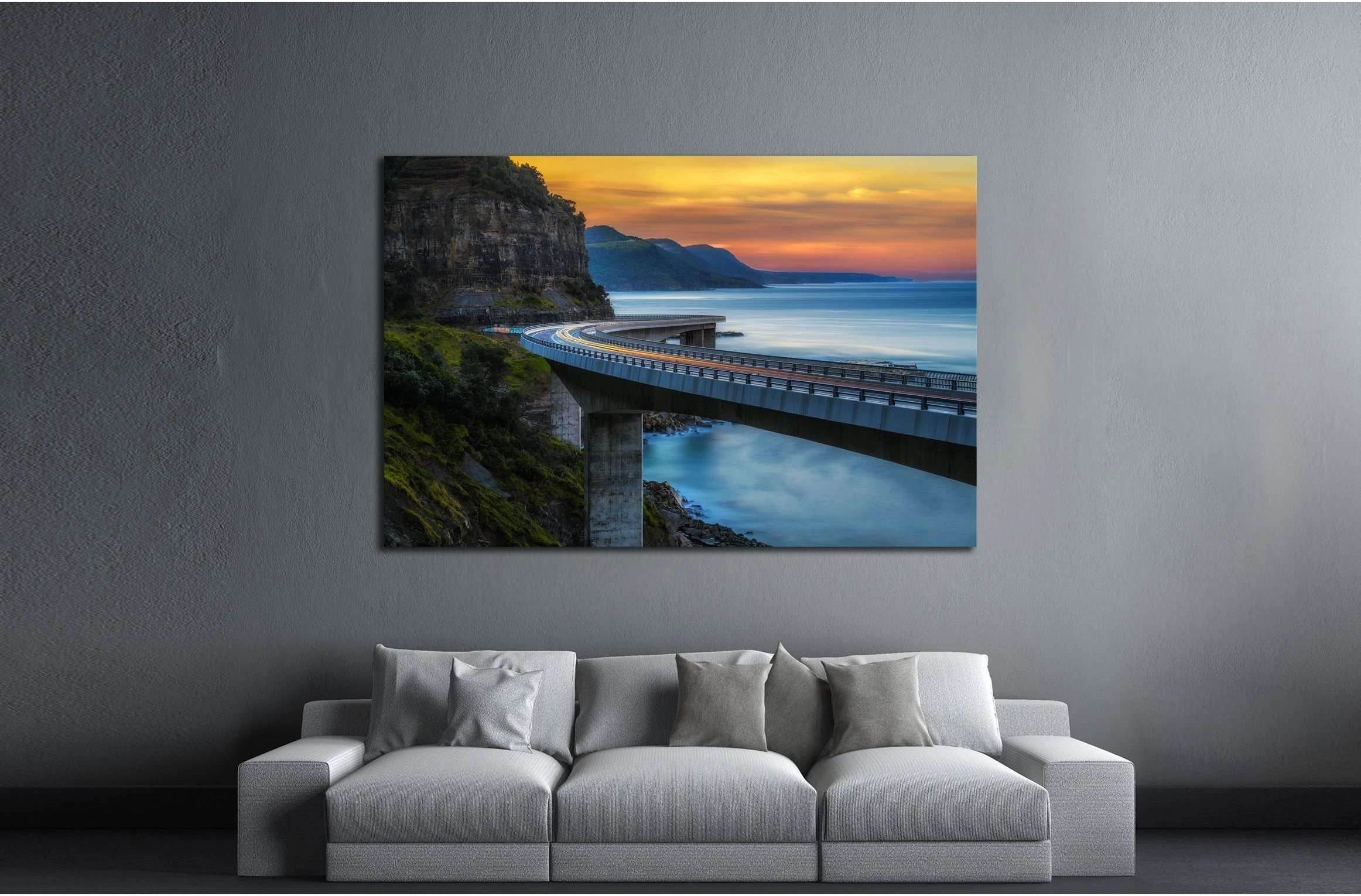 Sunset over the Sea cliff bridge along Australian №2940 Ready to Hang Canvas Print - Zellart Canvas Prints ALL_Products, s-2940