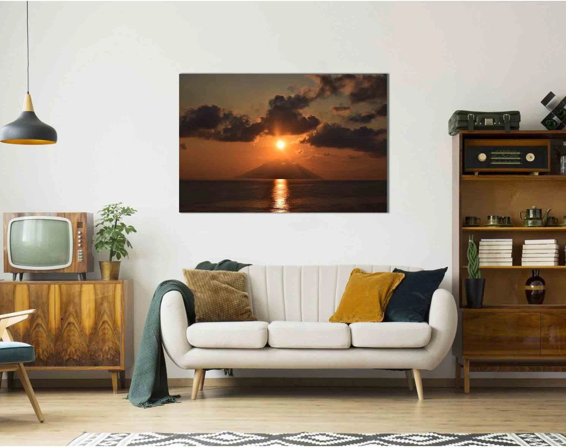 Sunset over the volcano №D1752 Ready to Hang Canvas Print - Zellart Canvas Prints 0new, ALL_Products, Sunrise & sunset wall art