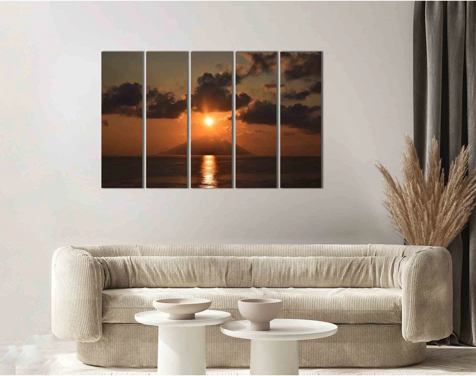 Sunset over the volcano №D1752 Ready to Hang Canvas Print - Zellart Canvas Prints 0new, ALL_Products, Sunrise & sunset wall art