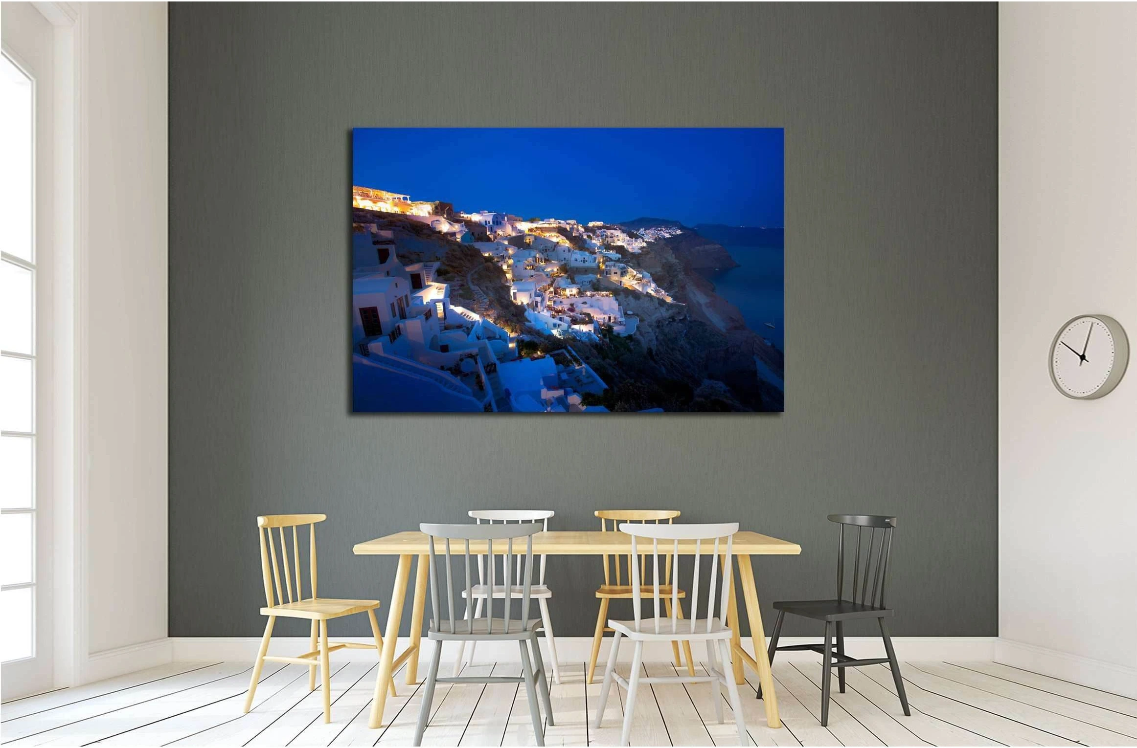Sunset View of Fira, Santorini, Greece №2645 Ready to Hang Canvas Print - Zellart Canvas Prints ALL_Products, s-2645