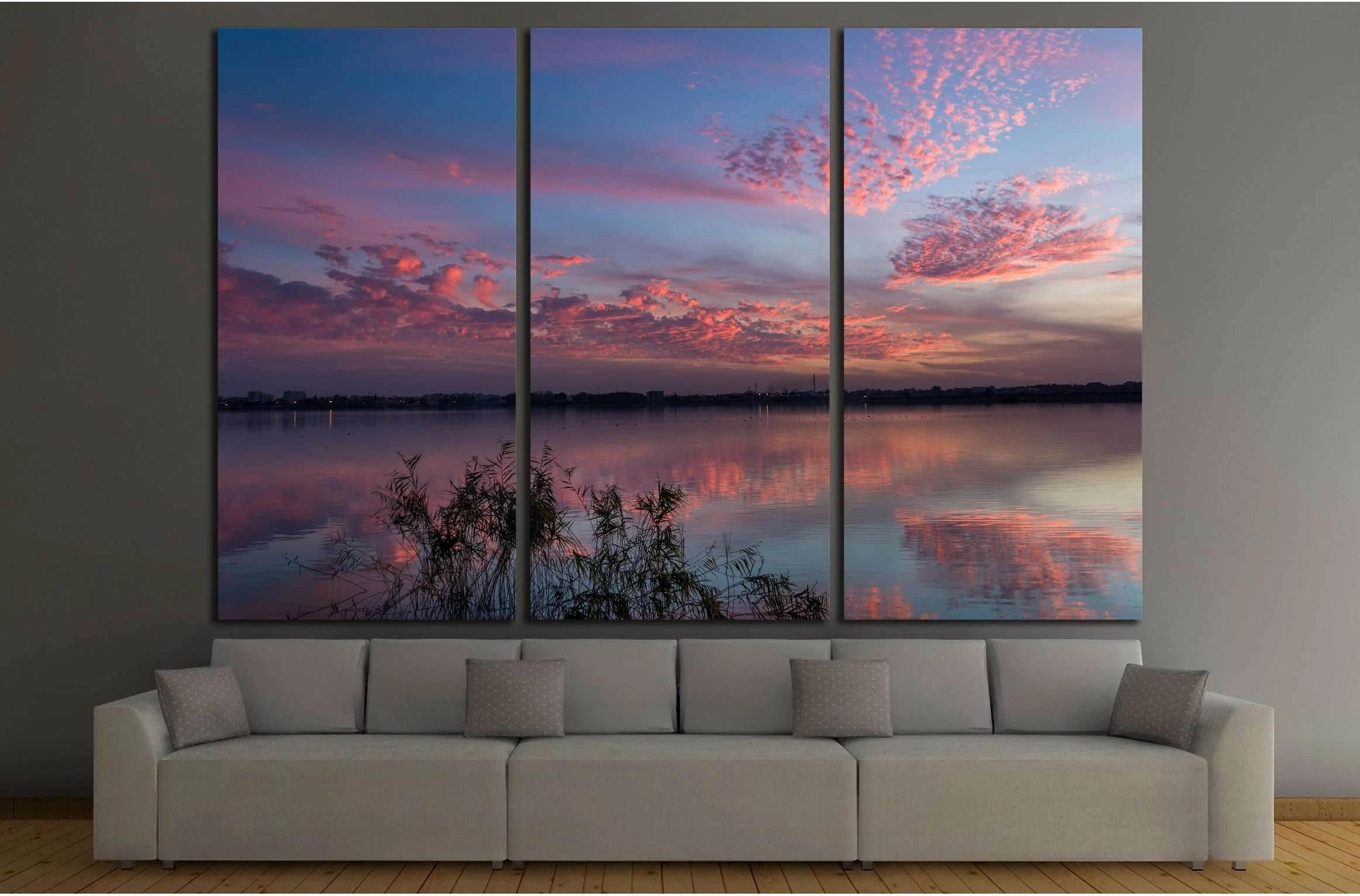 sunset with pink clouds №2855 Ready to Hang Canvas Print - Zellart Canvas Prints ALL_Products, s-2855