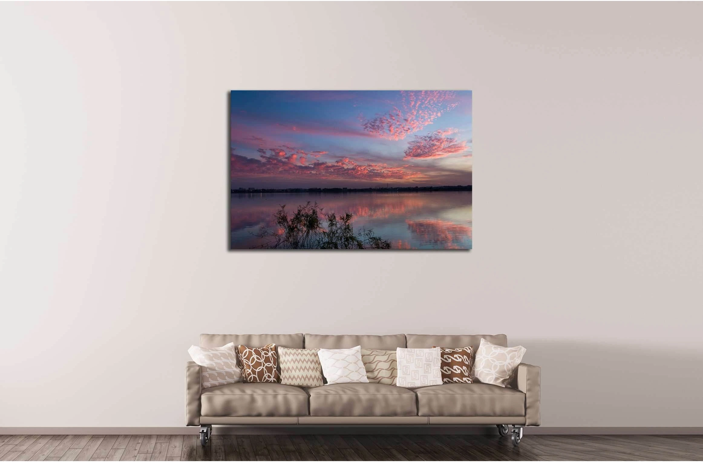 sunset with pink clouds №2855 Ready to Hang Canvas Print - Zellart Canvas Prints ALL_Products, s-2855
