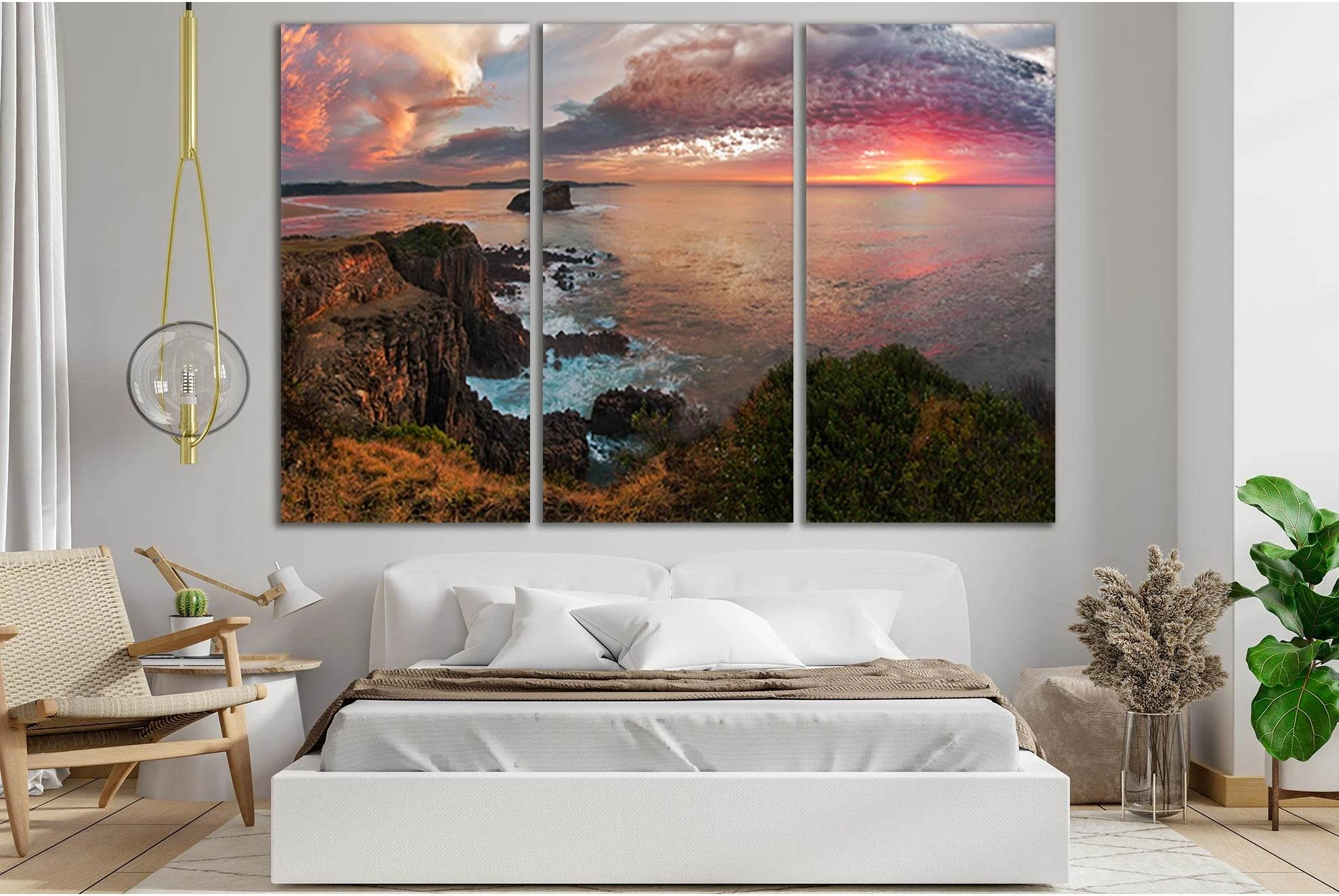 Sunsets Coast Colored Clouds №SL296 Ready to Hang Canvas Print - Zellart Canvas Prints 0new, ALL_Products, SUNRISE & SUNSET WALL ART
