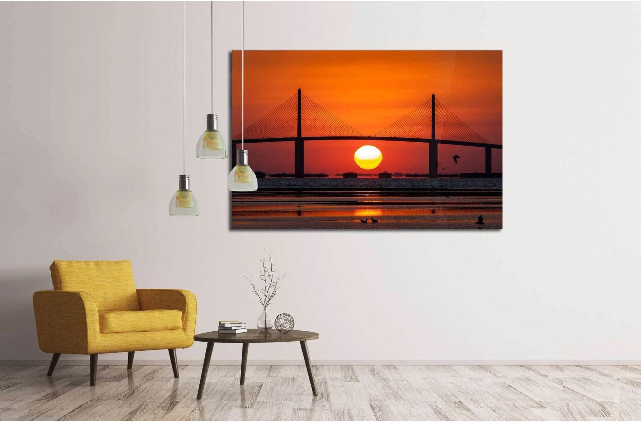 Sunshine Skyway Bridge with sunrise, Tampa Bay №1780 Ready to Hang Canvas Print - Zellart Canvas Prints ALL_Products, s-1780