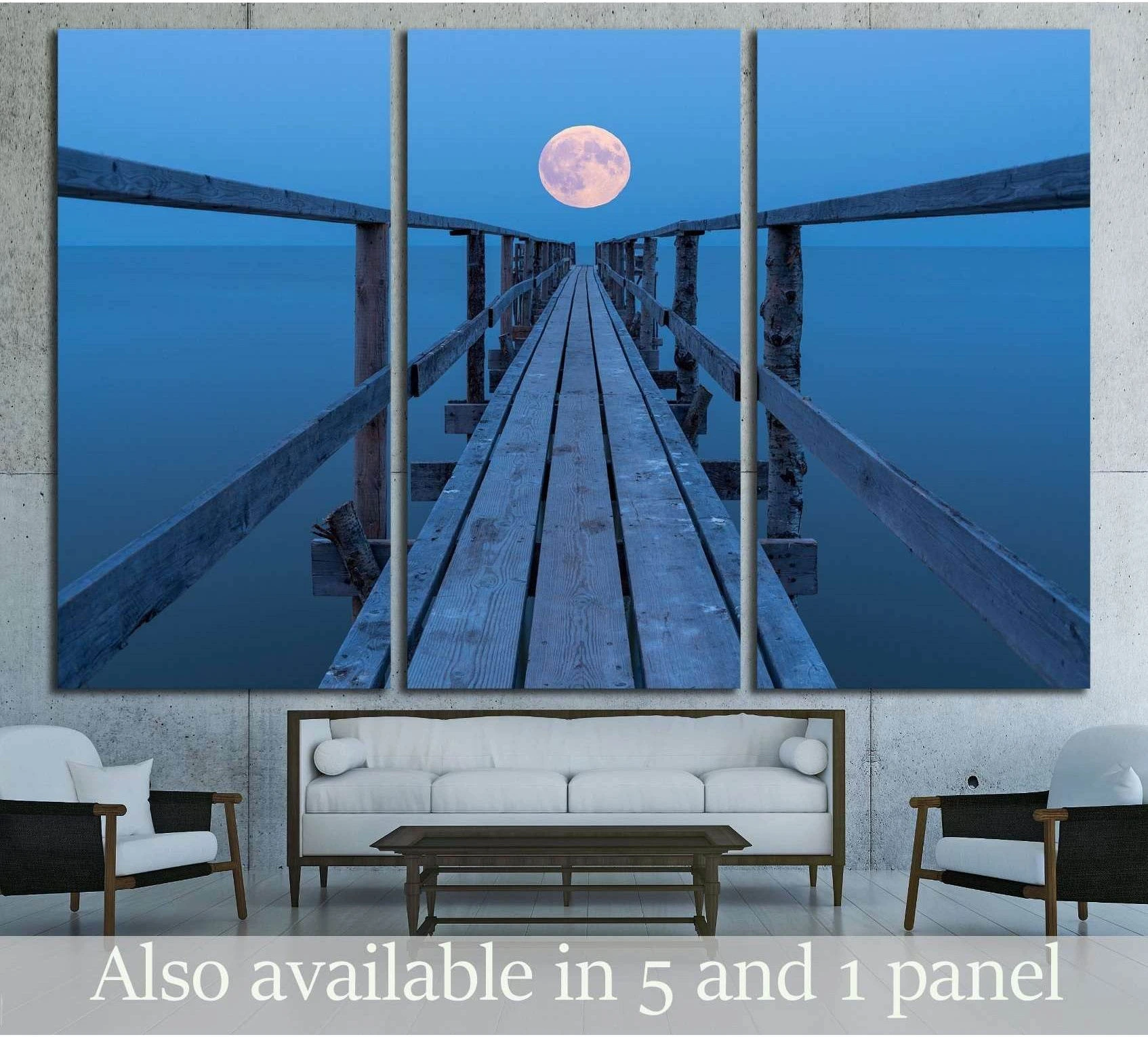 Super moon rising over lake Winnipeg showing blue ocean wall art with water and coastal depth.