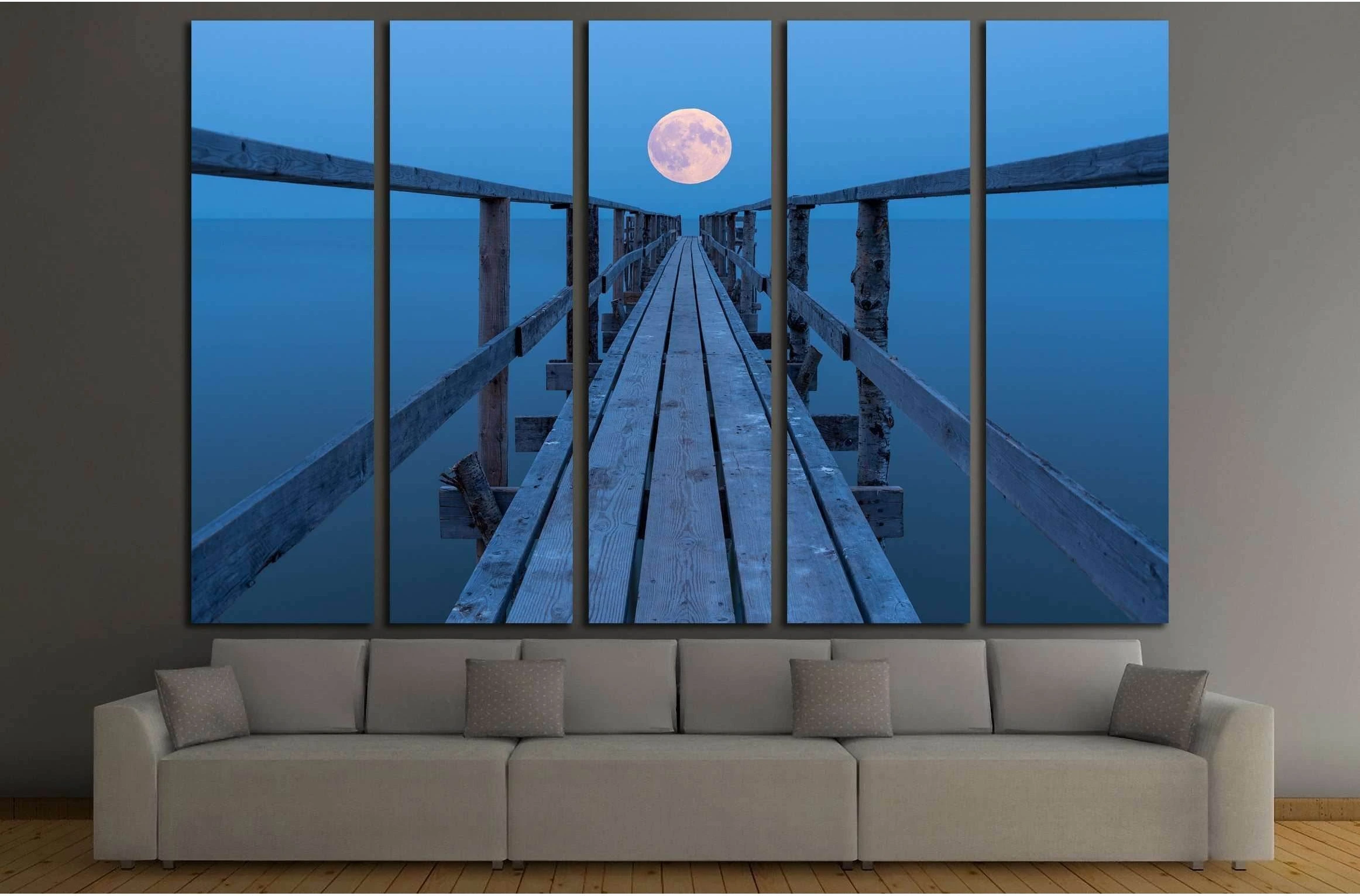 Super moon rising over lake Winnipeg №3216 Ready to Hang Canvas Print - Zellart Canvas Prints ALL_Products, s-3216