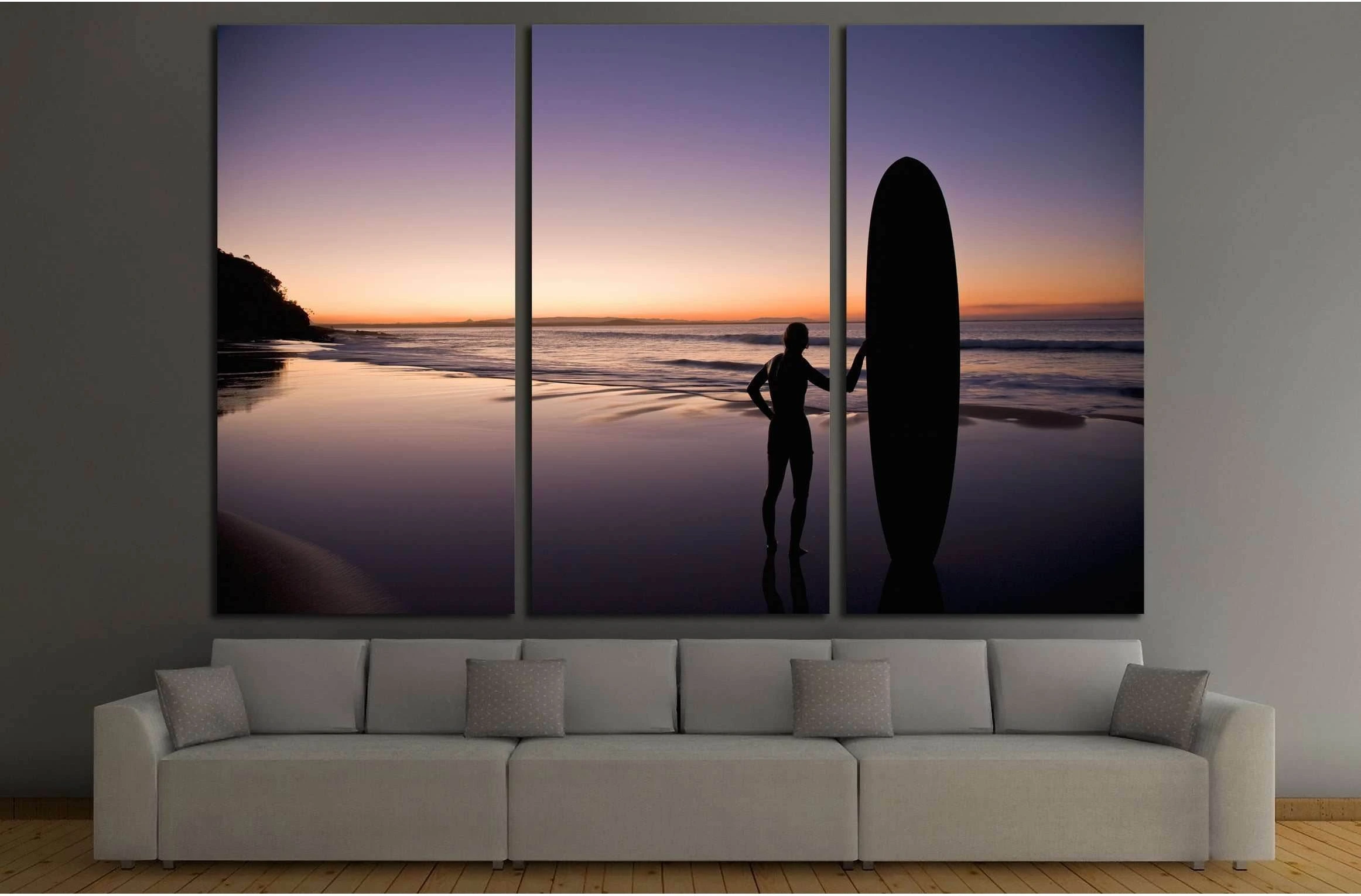 Surfer at sunset on the Sunshine Coast Queensland Australia №3256 Ready to Hang Canvas Print - Zellart Canvas Prints ALL_Products, s-3256