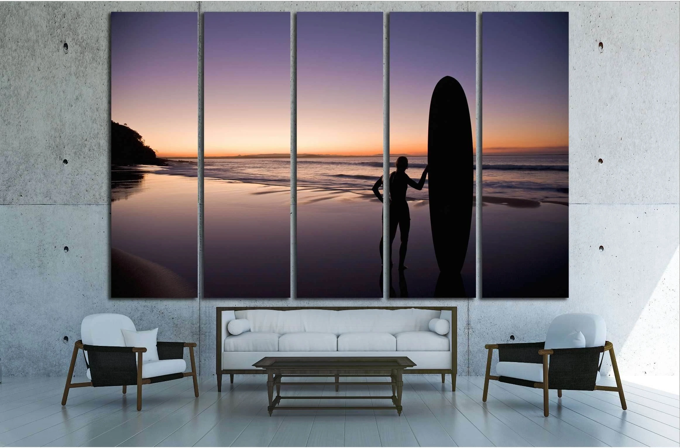 Surfer at sunset on the Sunshine Coast Queensland Australia №3256 Ready to Hang Canvas Print - Zellart Canvas Prints ALL_Products, s-3256